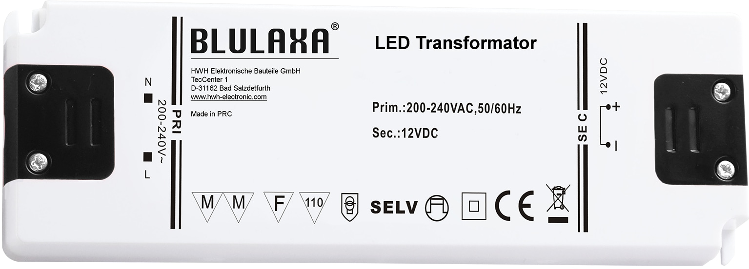 BLULAXA LED Netzteil, 30 W für 12 V- LED-Lampen u. Stripes BLULAXA LED Netzteil, 30 W für 12 V- LED-Lampen u. Stripes