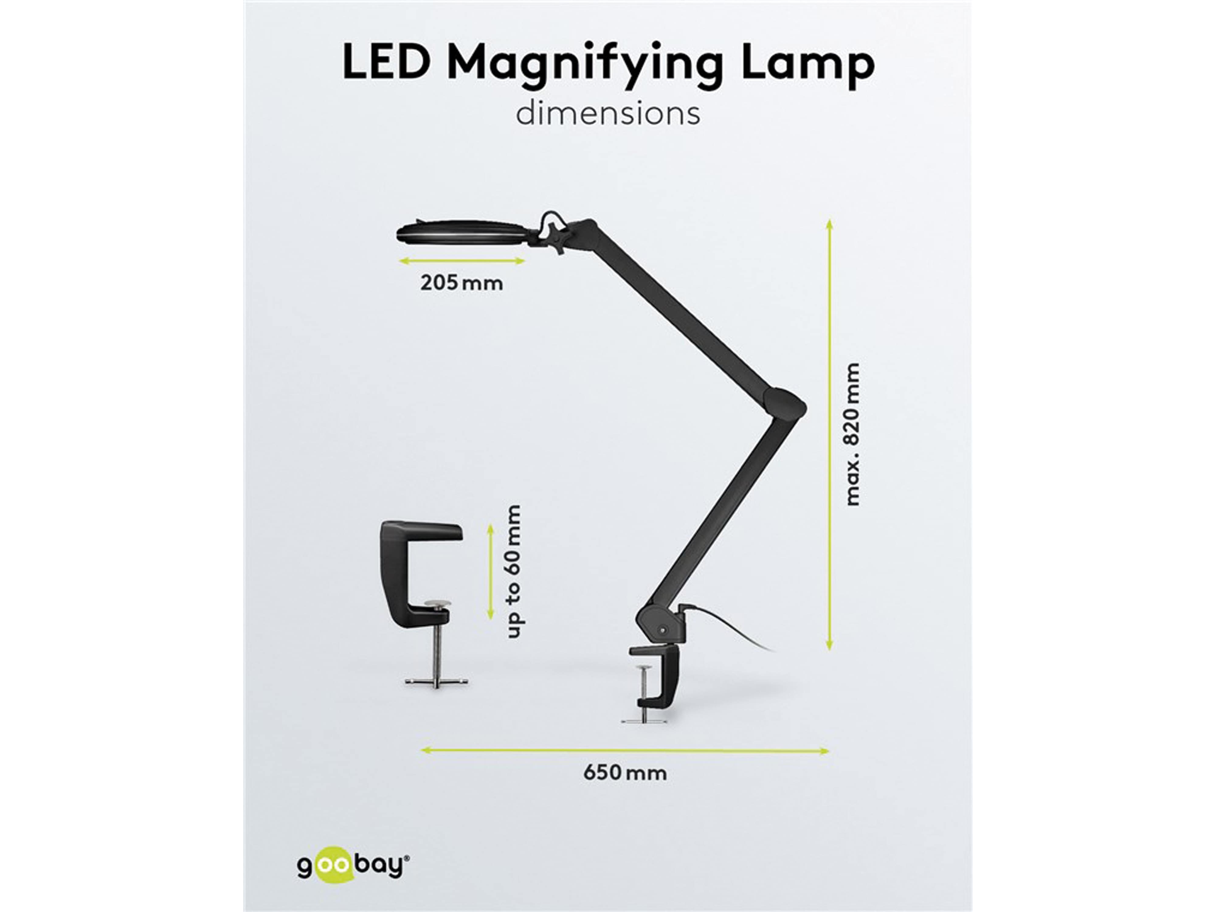 GOOBAY LED-Klemm-Lupenleuchte, 10 W, 800 lm, dimmbar, schwarz GOOBAY LED-Klemm-Lupenleuchte, 10 W, 800 lm, dimmbar, schwarz