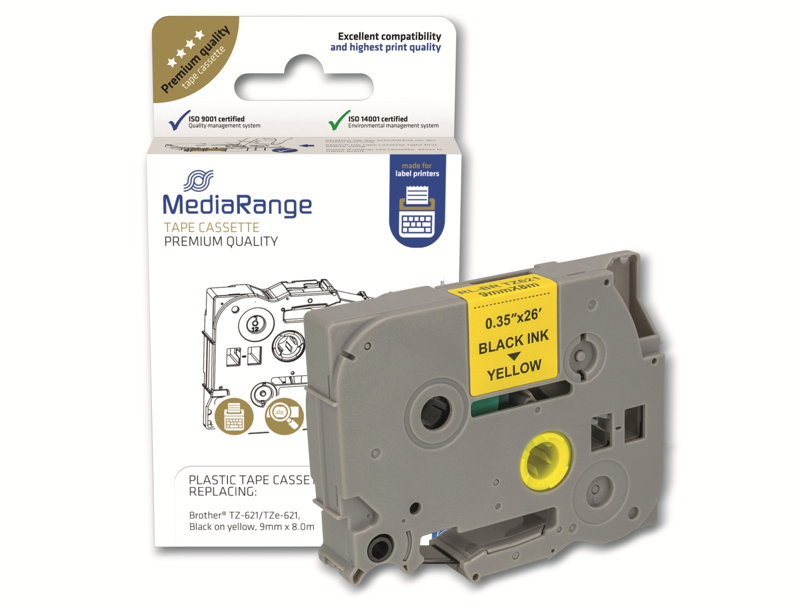 MEDIARANGE Schriftband MRBTZ621, ersetzt Brother TZ-621/TZe-621 MEDIARANGE Schriftband MRBTZ621, ersetzt Brother TZ-621/TZe-621