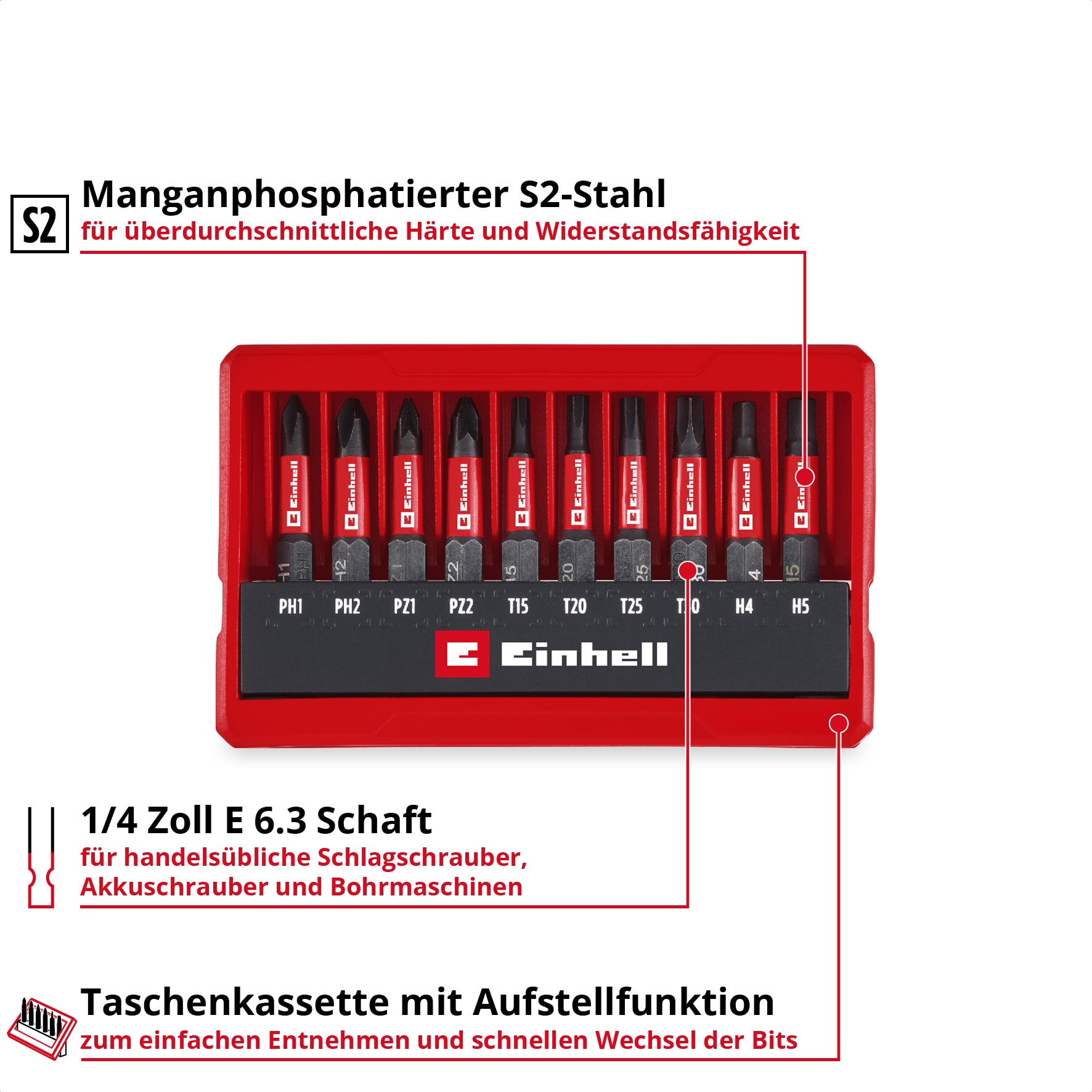 EINHELL Impact-Bit-Set, 118653, 10-teilig EINHELL Impact-Bit-Set, 118653, 10-teilig