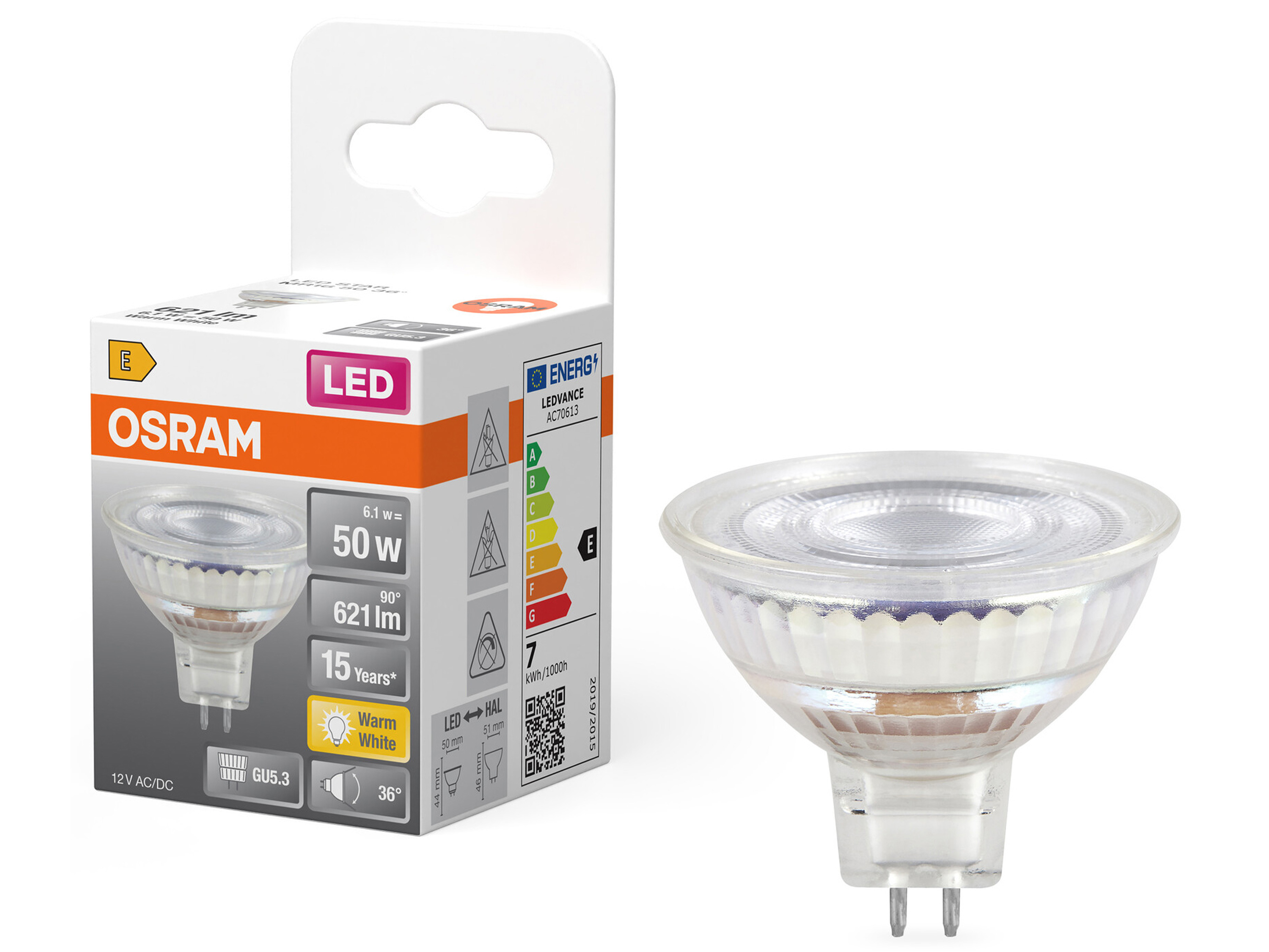 OSRAM LED-Lampe STAR, GU5.3, 6.1 W, 2700 K, EEK: E, 621 lm, IP20, warmweiß OSRAM LED-Lampe STAR, GU5.3, 6.1 W, 2700 K, EEK: E, 621 lm, IP20, warmweiß
