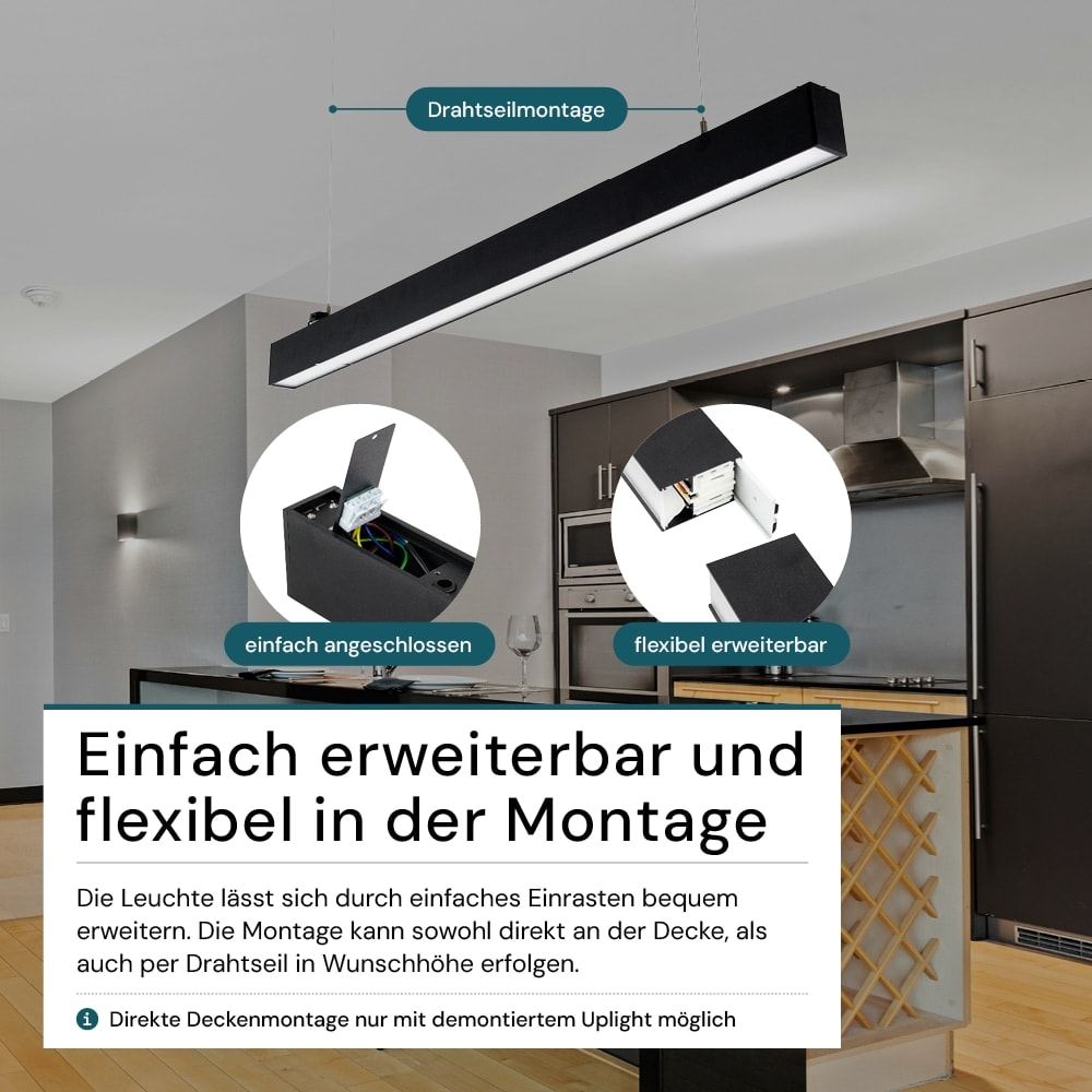 LUXULA LED-Büro-/Tresenleuchte, 30W, 3000/4000/6500K, EEK: E, 3600lm, IP20, schwarz LUXULA LED-Büro-/Tresenleuchte, 30W, 3000/4000/6500K, EEK: E, 3600lm, IP20, schwarz