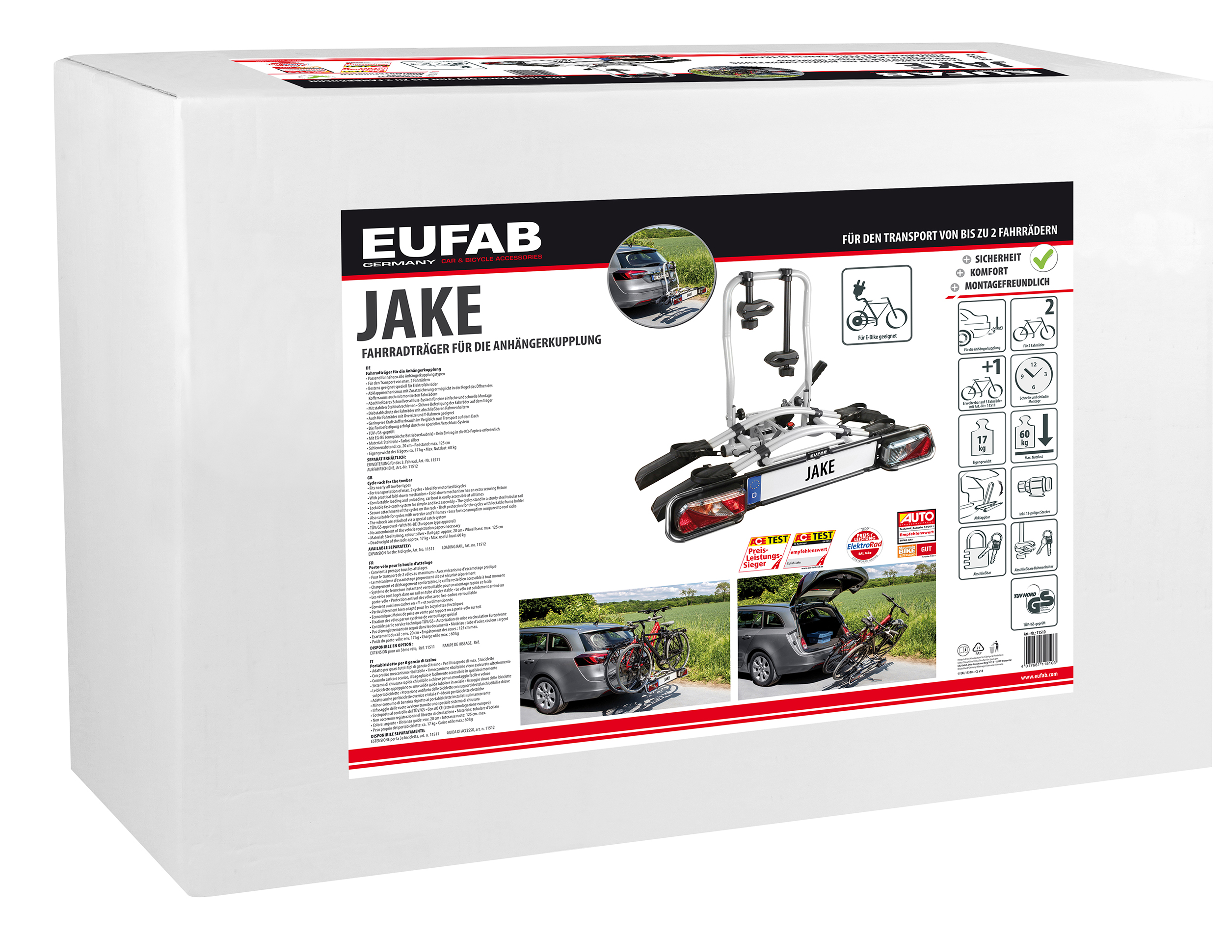 EUFAB Fahrradträger JAKE, 11510, für 2 Fahrräder EUFAB Fahrradträger JAKE, 11510, für 2 Fahrräder