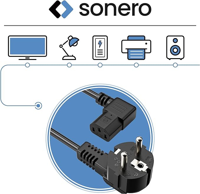 SONERO Netzkabel Schutzkontaktstecker, X-SKW-C13W-050B, 90°, schwarz, 5m SONERO Netzkabel Schutzkontaktstecker, X-SKW-C13W-050B, 90°, schwarz, 5m