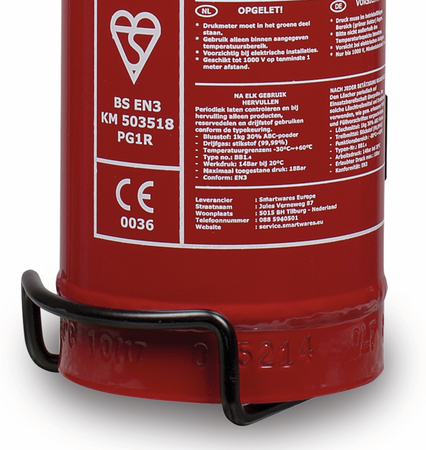 Feuerlöscher, Pulver, 1 kg, Brandklasse 8A, 34B,C Feuerlöscher, Pulver, 1 kg, Brandklasse 8A, 34B,C