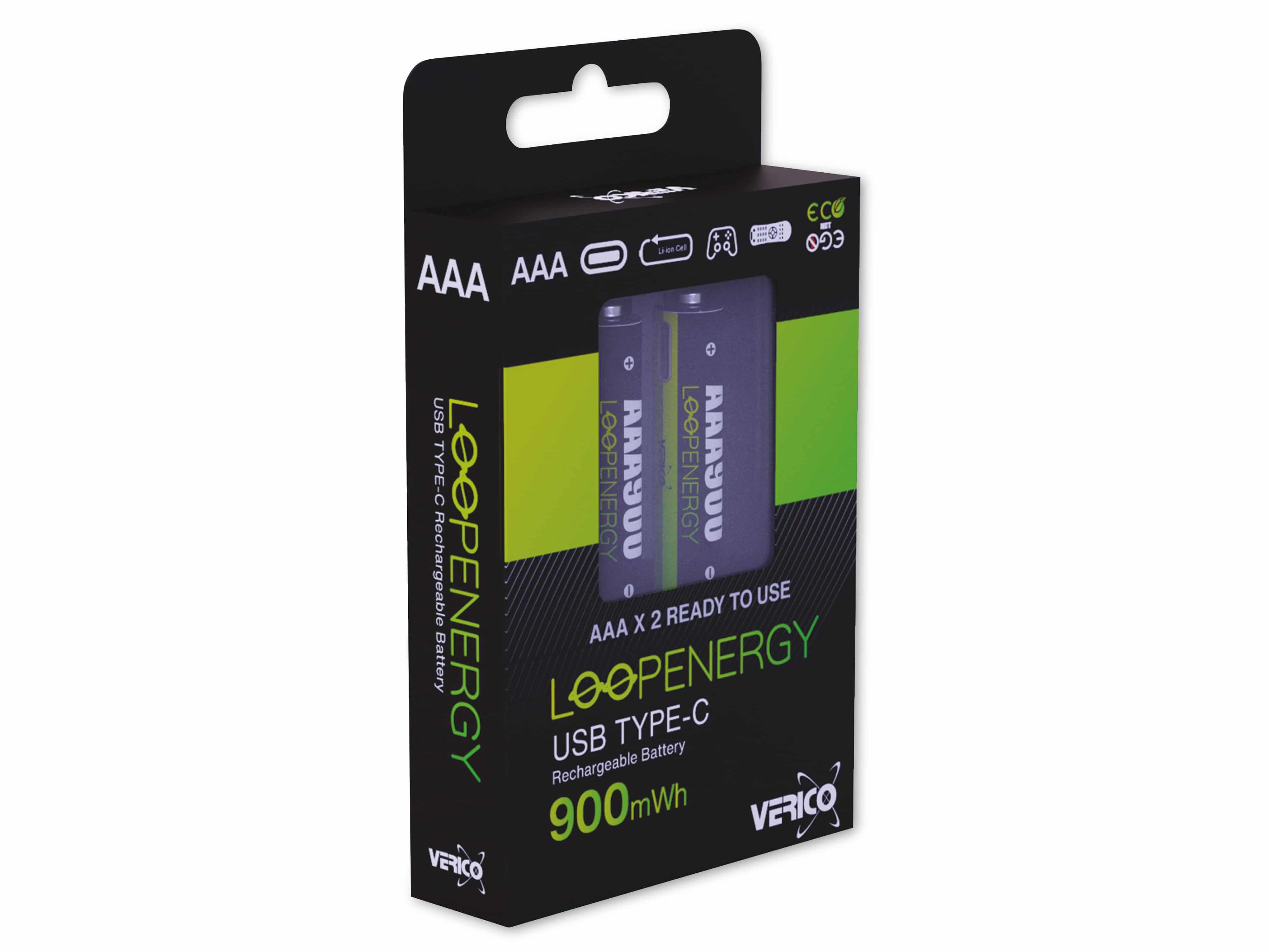 VERICO Li-Ion-Akku Loop Energy AAA, mit USB-C Buchse, 2er Pack VERICO Li-Ion-Akku Loop Energy AAA, mit USB-C Buchse, 2er Pack