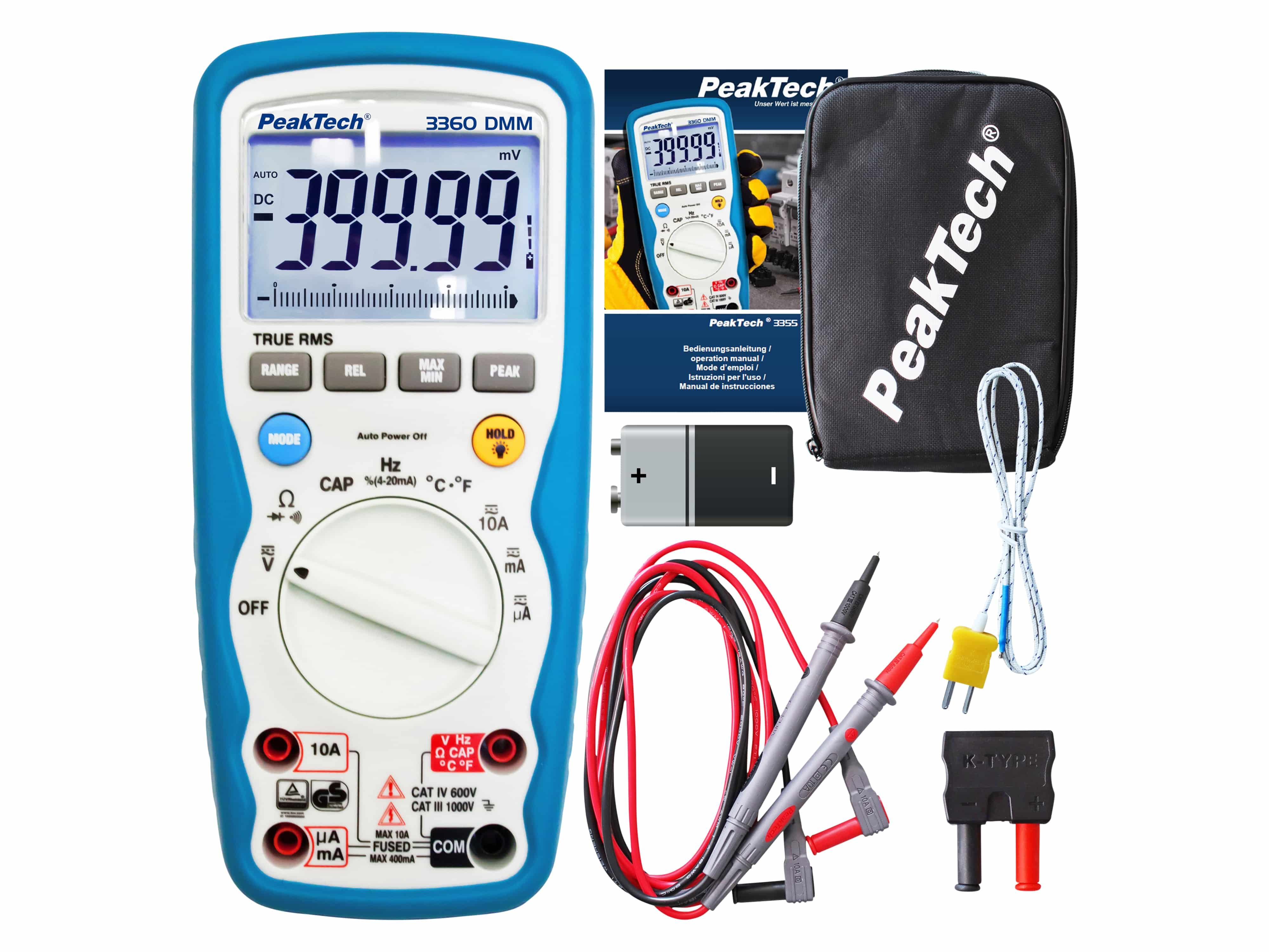 PEAKTECH Multimeter, P 3360, True RMS, IP67, 40000 Counts PEAKTECH Multimeter, P 3360, True RMS, IP67, 40000 Counts