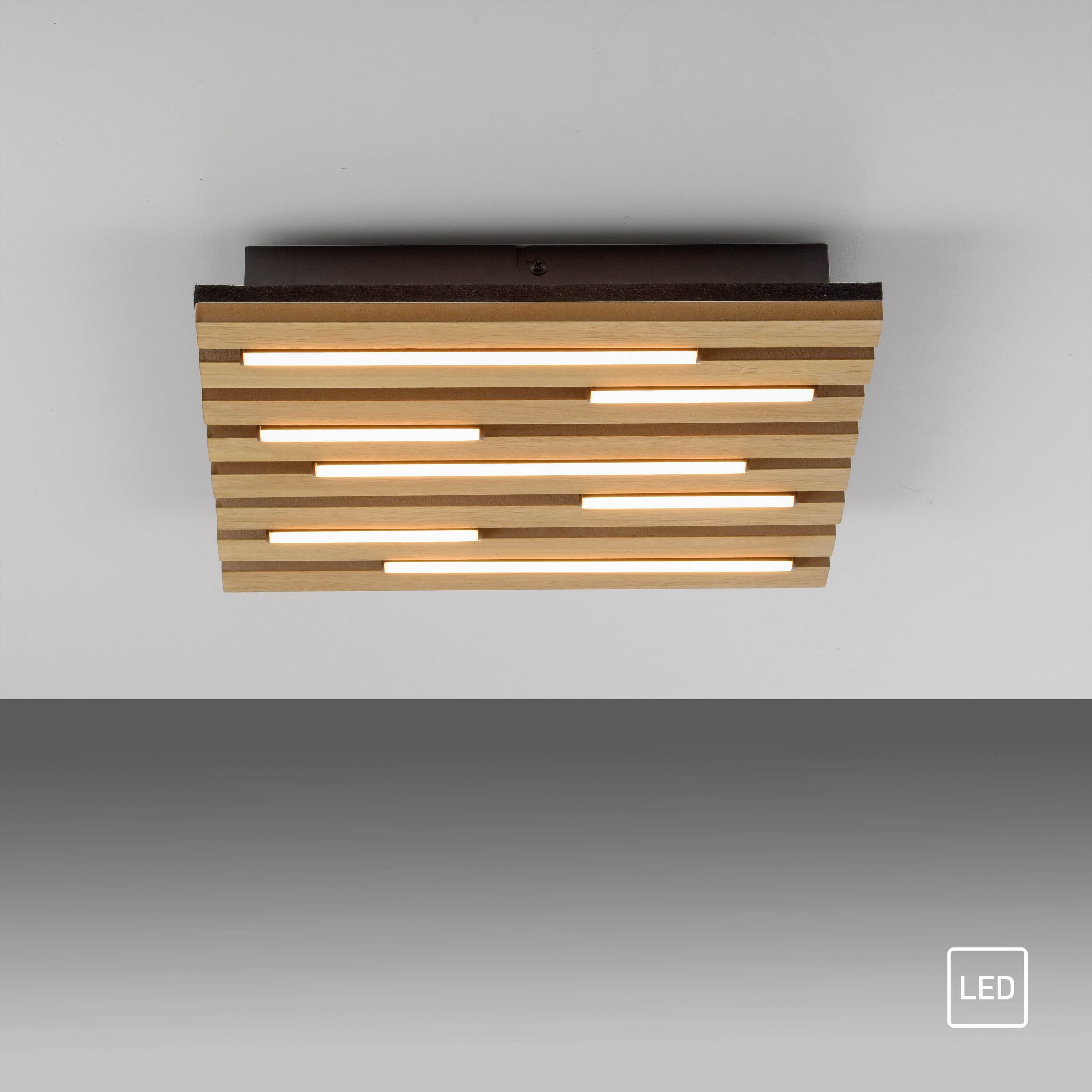 JUST LIGHT LED-Deckenleuchte 15590-79, 10W, 3000K, 1450lm, warmweiß, IP20, Holz/schwarz JUST LIGHT LED-Deckenleuchte 15590-79, 10W, 3000K, 1450lm, warmweiß, IP20, Holz/schwarz