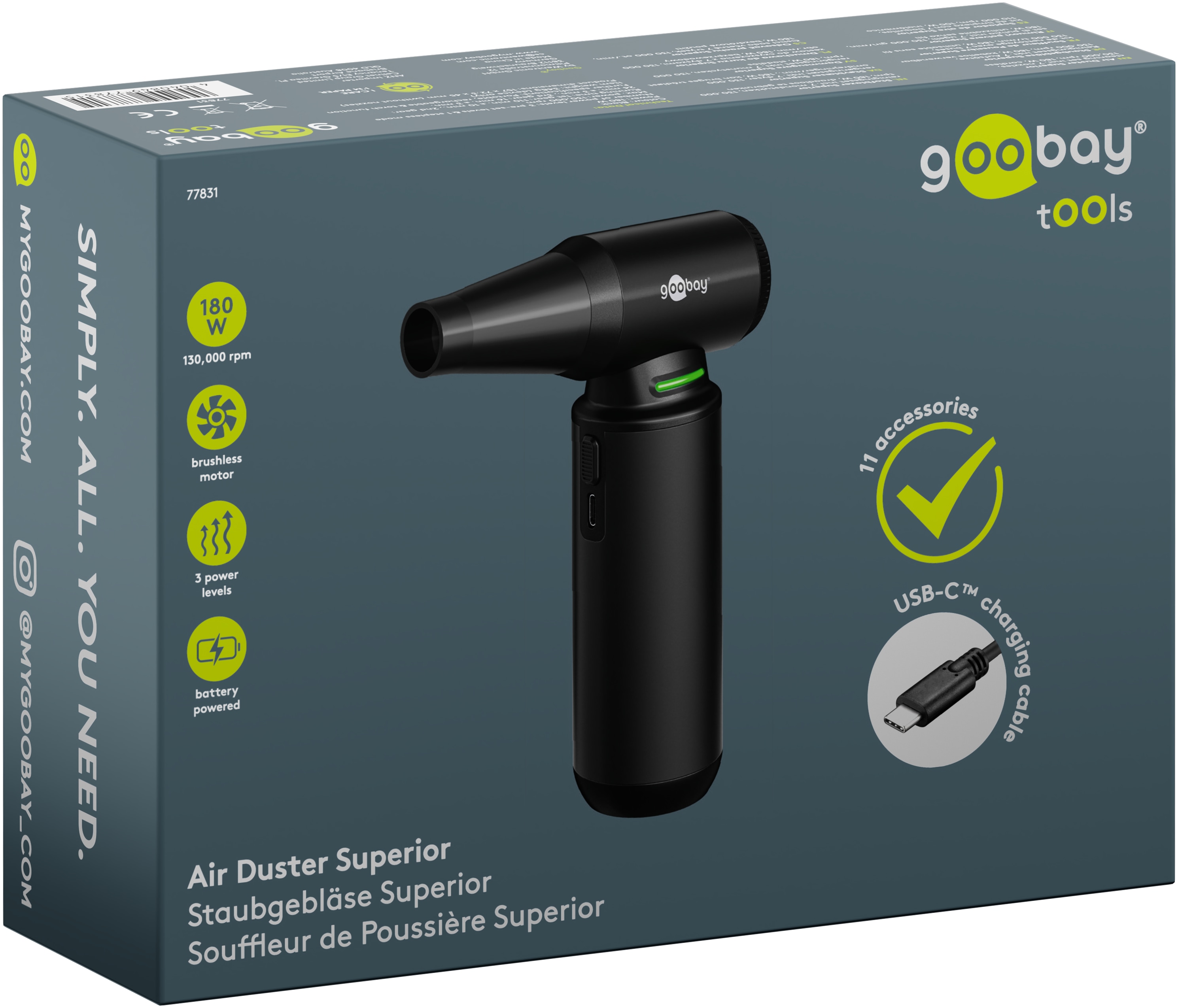 GOOBAY TOOLS Staubgebläse Superior, 180 W, mit 11 Aufsätzen GOOBAY TOOLS Staubgebläse Superior, 180 W, mit 11 Aufsätzen