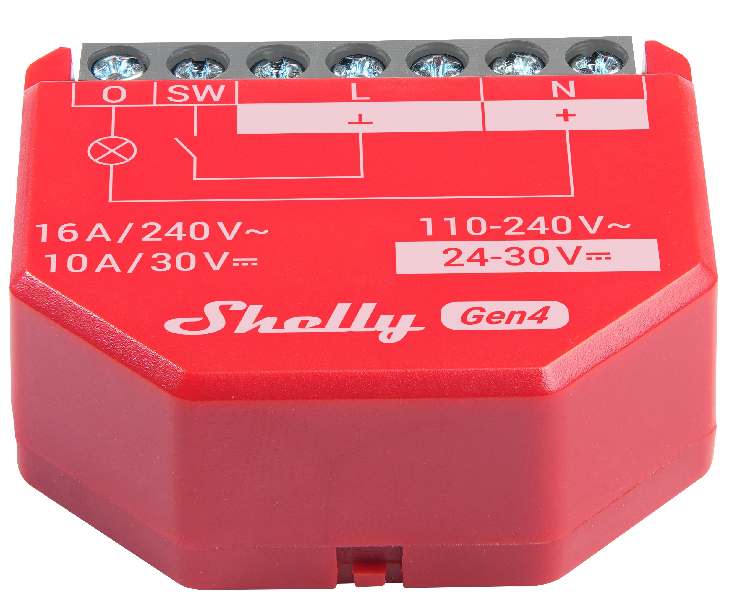 SHELLY Relais 1PM Gen4, 16 A, WLAN, Bluetooth, rot SHELLY Relais 1PM Gen4, 16 A, WLAN, Bluetooth, rot
