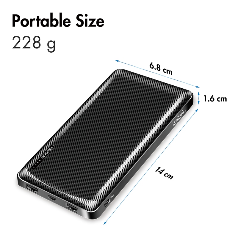 LOGILINK POWERBANK PA0316, 10.000mAh, schwarz, 2-fach USB-A Ausgang LOGILINK POWERBANK PA0316, 10.000mAh, 2-fach USB-A Ausgang