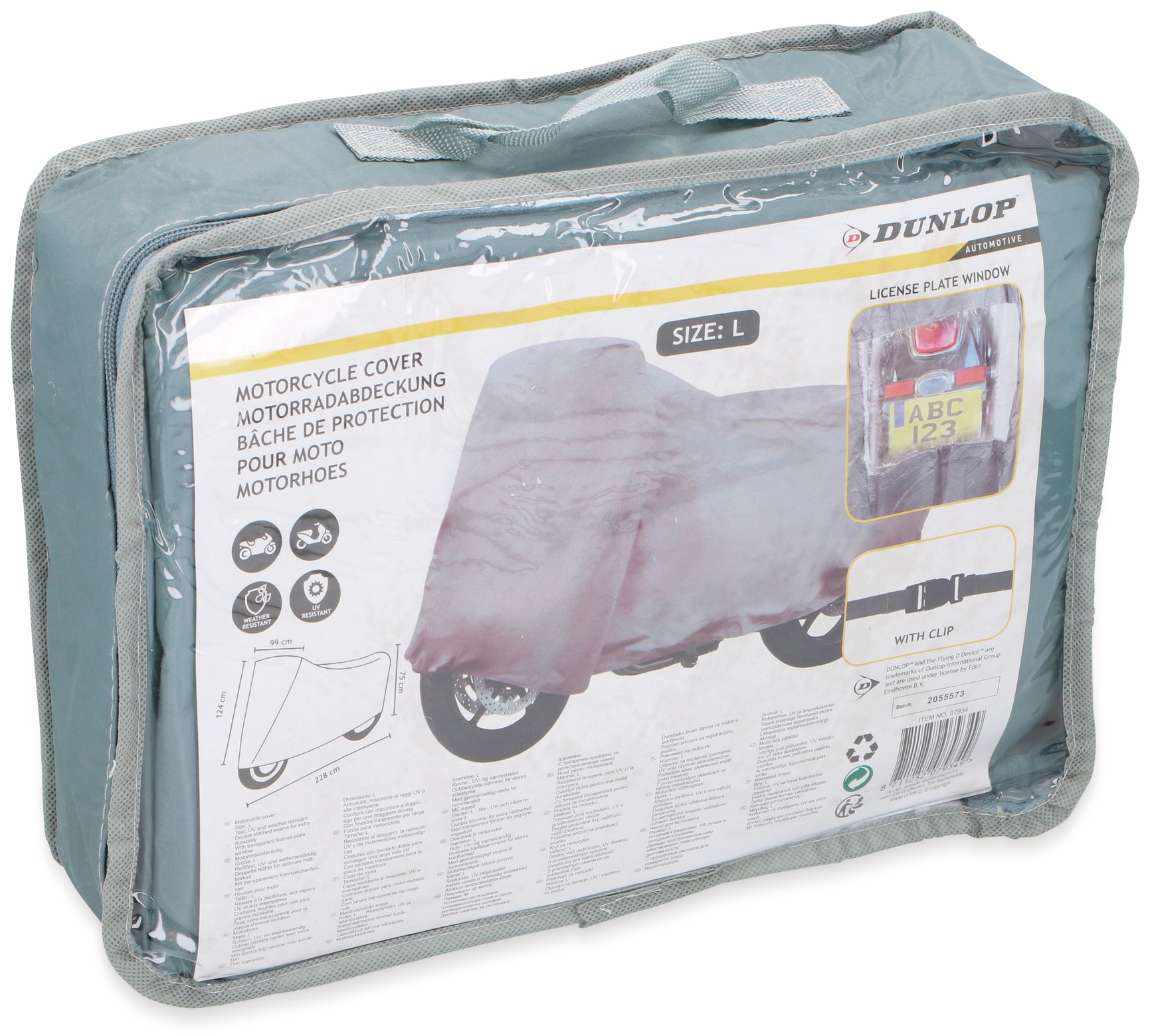 DUNLOP Motorradabdeckung, Size L, 228x99x124/75 cm DUNLOP Motorradabdeckung, Size L, 228x99x124/75 cm