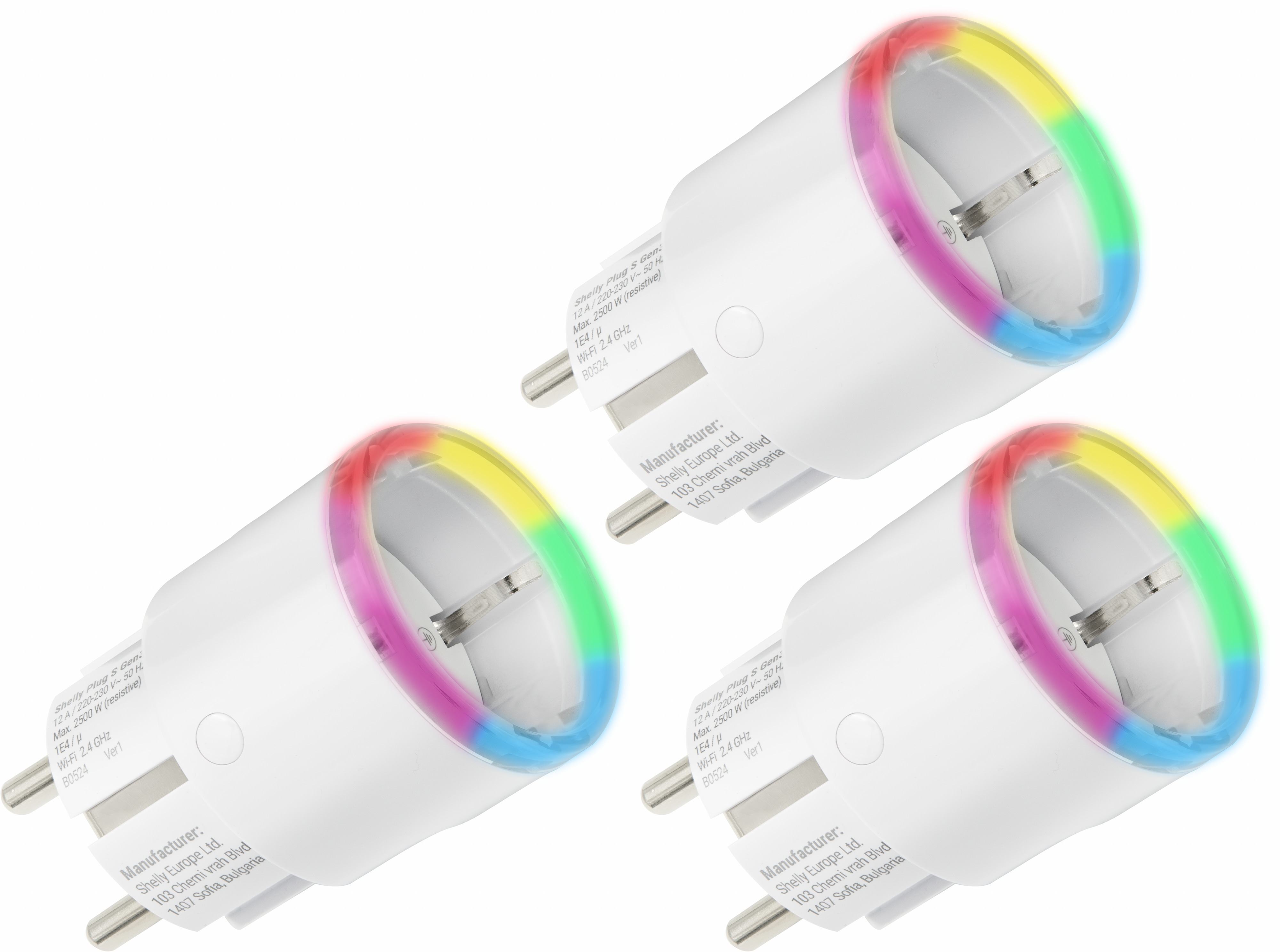 SHELLY WLAN-Steckdose Plug S Gen3, Matter, weiß, 3 Stück