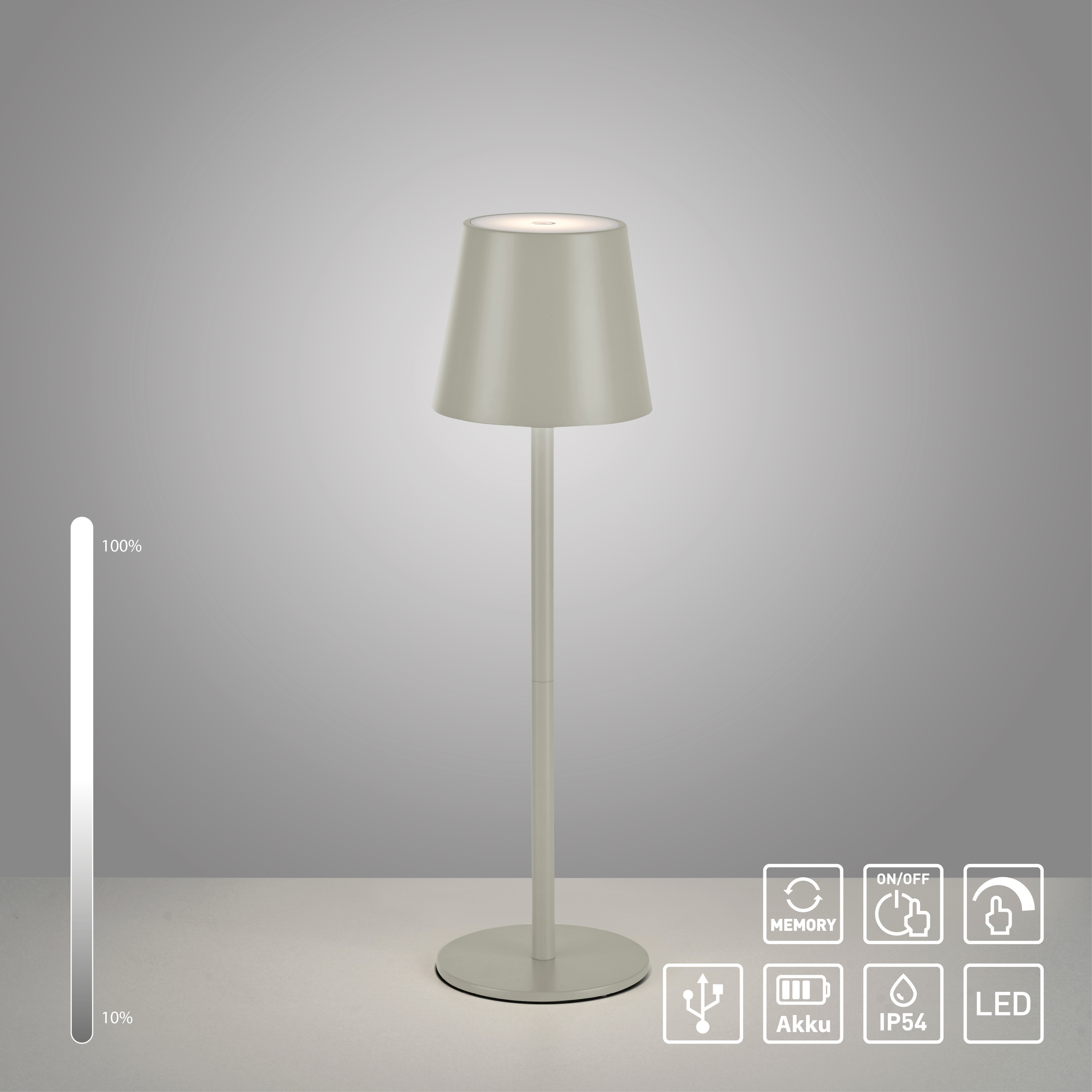 JUST LIGHT LED-Akku-Tischleuchte 19250-40 grau-beige, 2,5 W, 320 lm, 3000 K, IP54