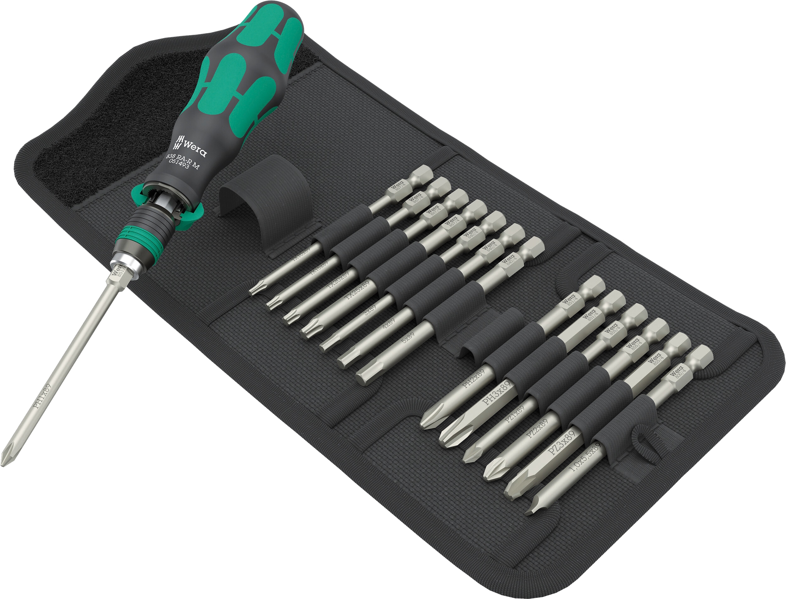 WERA Ratschenschraubendreher-Set, Kraftform Kompakt 838 RA-R M Set 1, 05051061001, 15‑teilig WERA Ratschenschraubendreher-Set, Kraftform Kompakt 838 RA-R M Set 1, 05051061001, 15‑teilig
