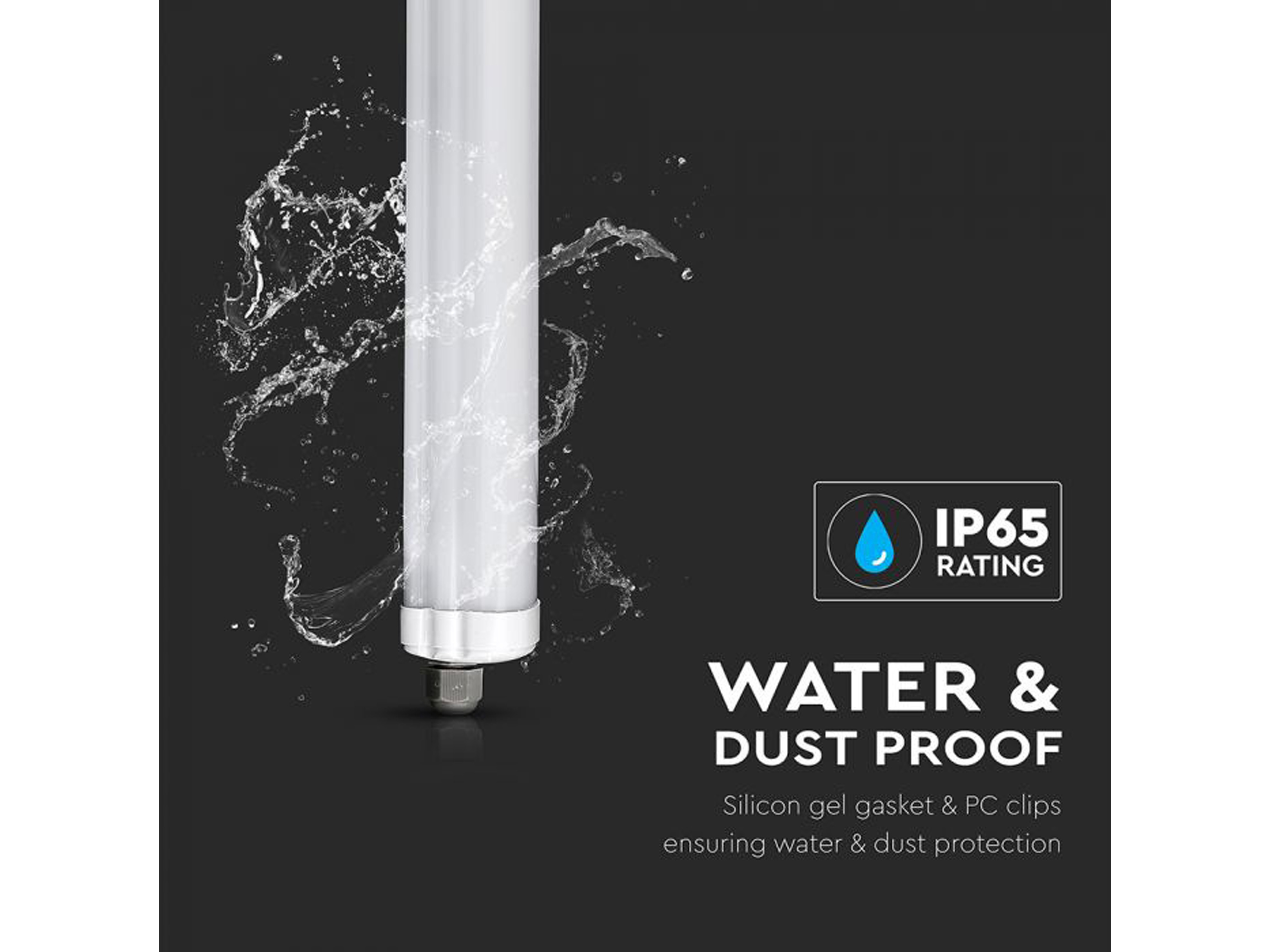 V-TAC LED-Feuchtraumleuchte VT-1574, 48W, 6500K, EEK: E, 6430lm, kaltweiß, IP65, 150 cm