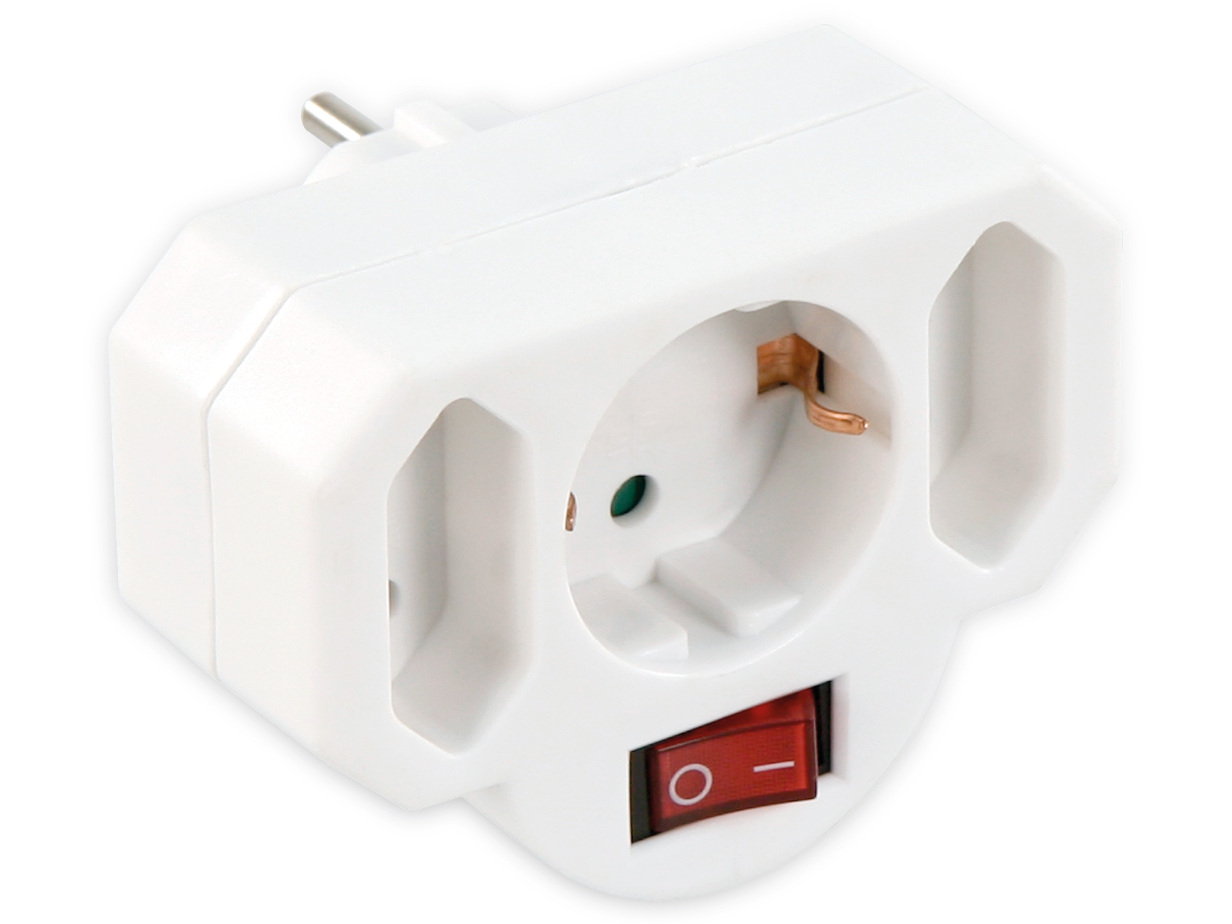 MCPOWER Steckdosenadapter, 2x Euro, 1x Schutzkontakt, mit Schalter MCPOWER Steckdosenadapter, 2x Euro, 1x Schutzkontakt, mit Schalter