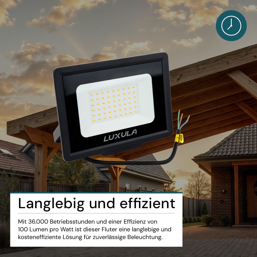 LUXULA LED-Fluter, EEK: F, 50W, 5000lm, 4000K, schwarz LUXULA LED-Fluter, EEK: F, 50W, 5000lm, 4000K, schwarz