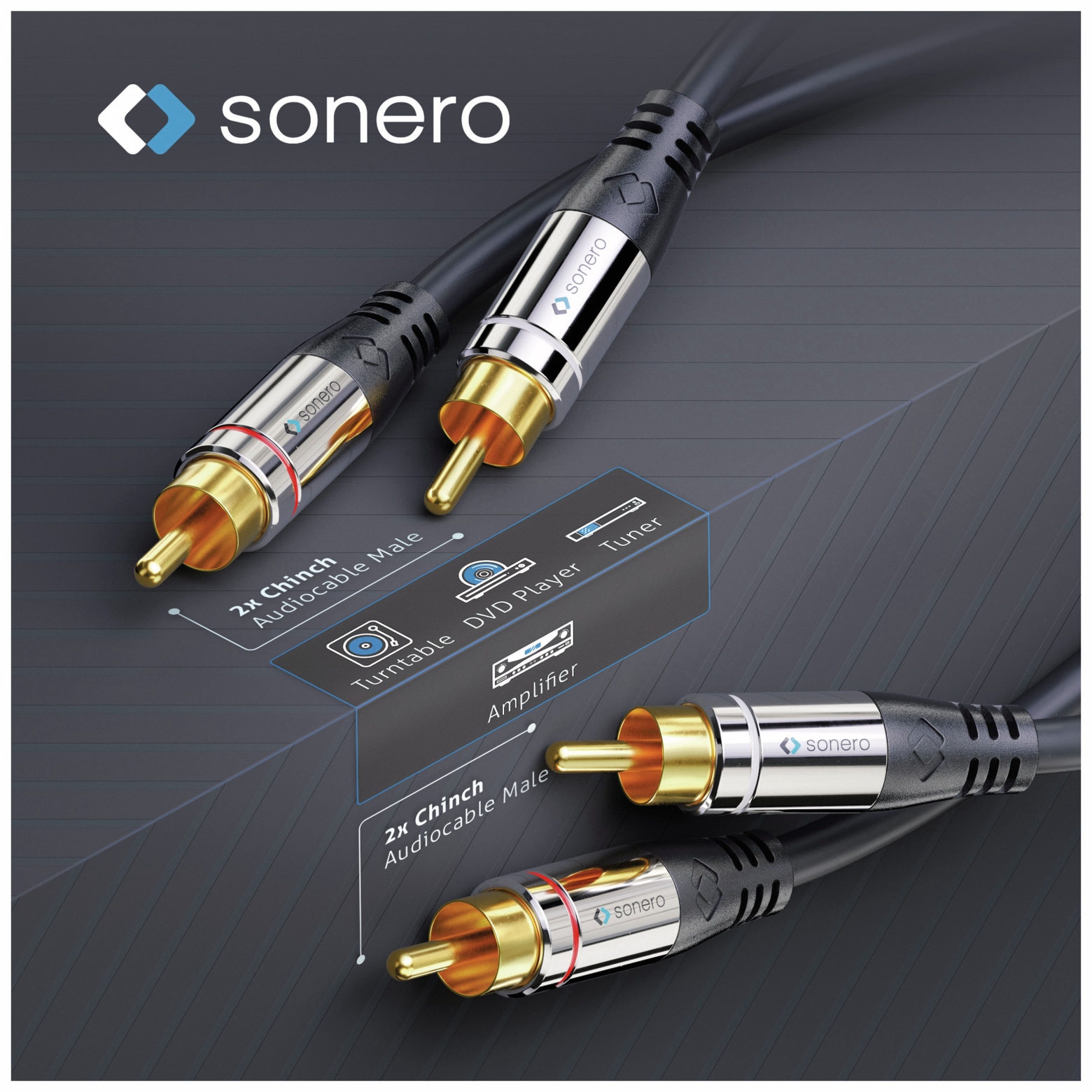 SONERO Cinchkabel Stereo, 2,00 m, schwarz SONERO Cinchkabel Stereo, 2,00 m, schwarz