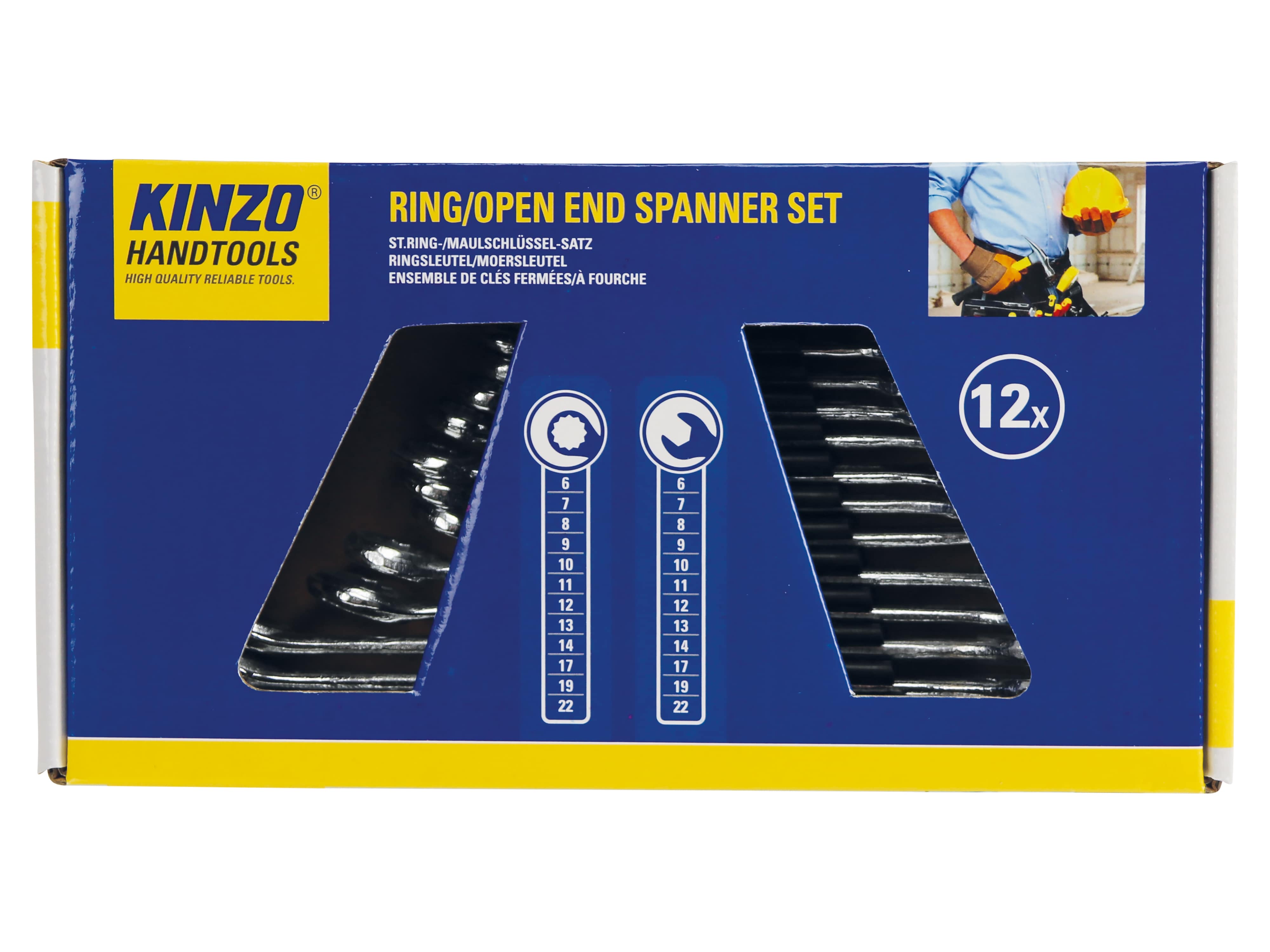 KINZO Gabel-Ringschlüsselsatz, 6-22 mm, 12-teilig