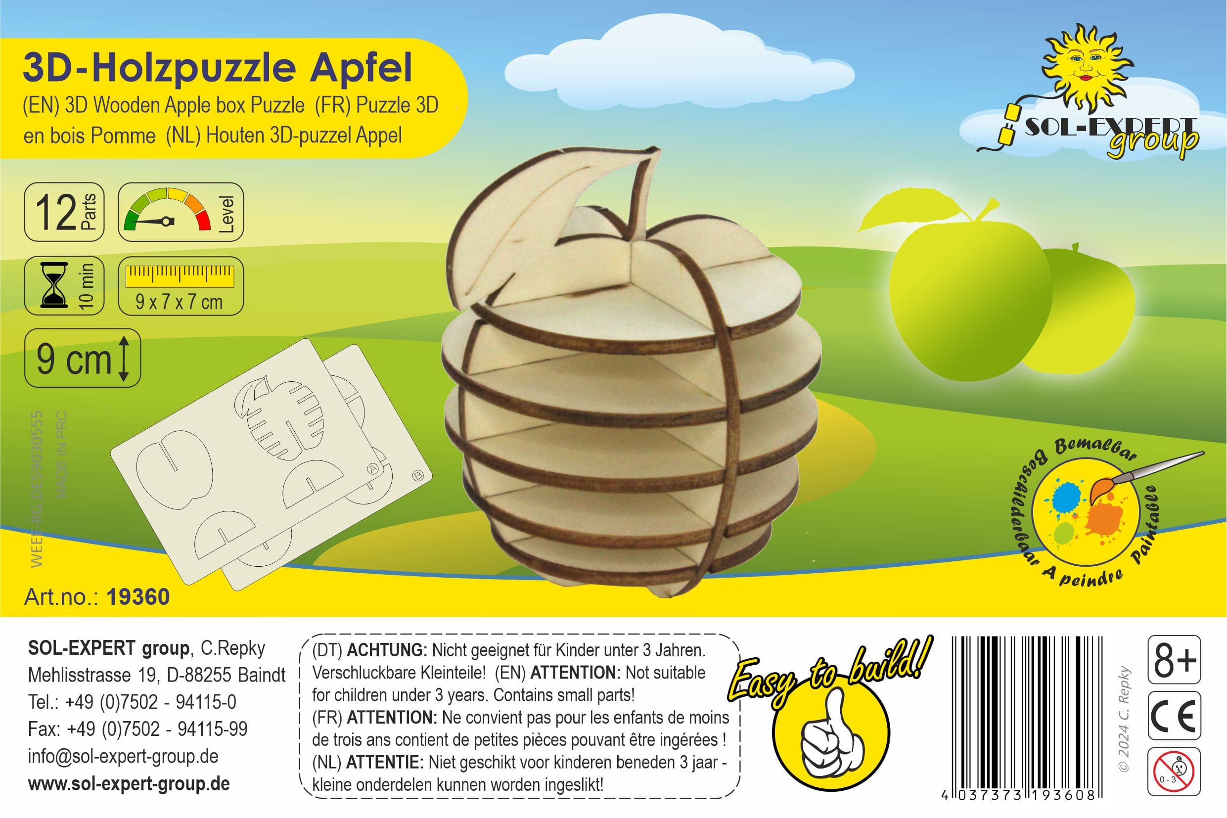 SOL-EXPERT 3D Holz Apfel Puzzle SOL-EXPERT 3D Holz Puzzle Apfel