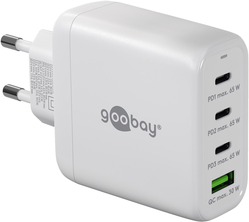 GOOBAY USB-Lader 64822, 68 W, 4-fach, 3x C PD, 1x A QC GaN GOOBAY USB-Lader 64822, 68 W, 4-fach, 3x C PD, 1x A QC GaN