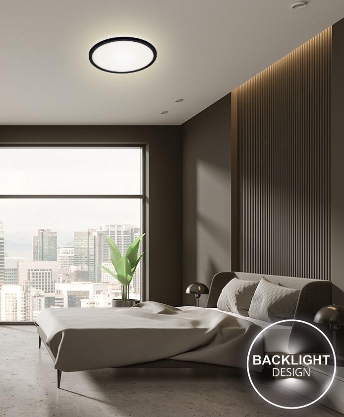 BLULAXA LED-Deckenleuchte, 18W, 3000K, 2200lm, warmweiß, IP20, schwarz