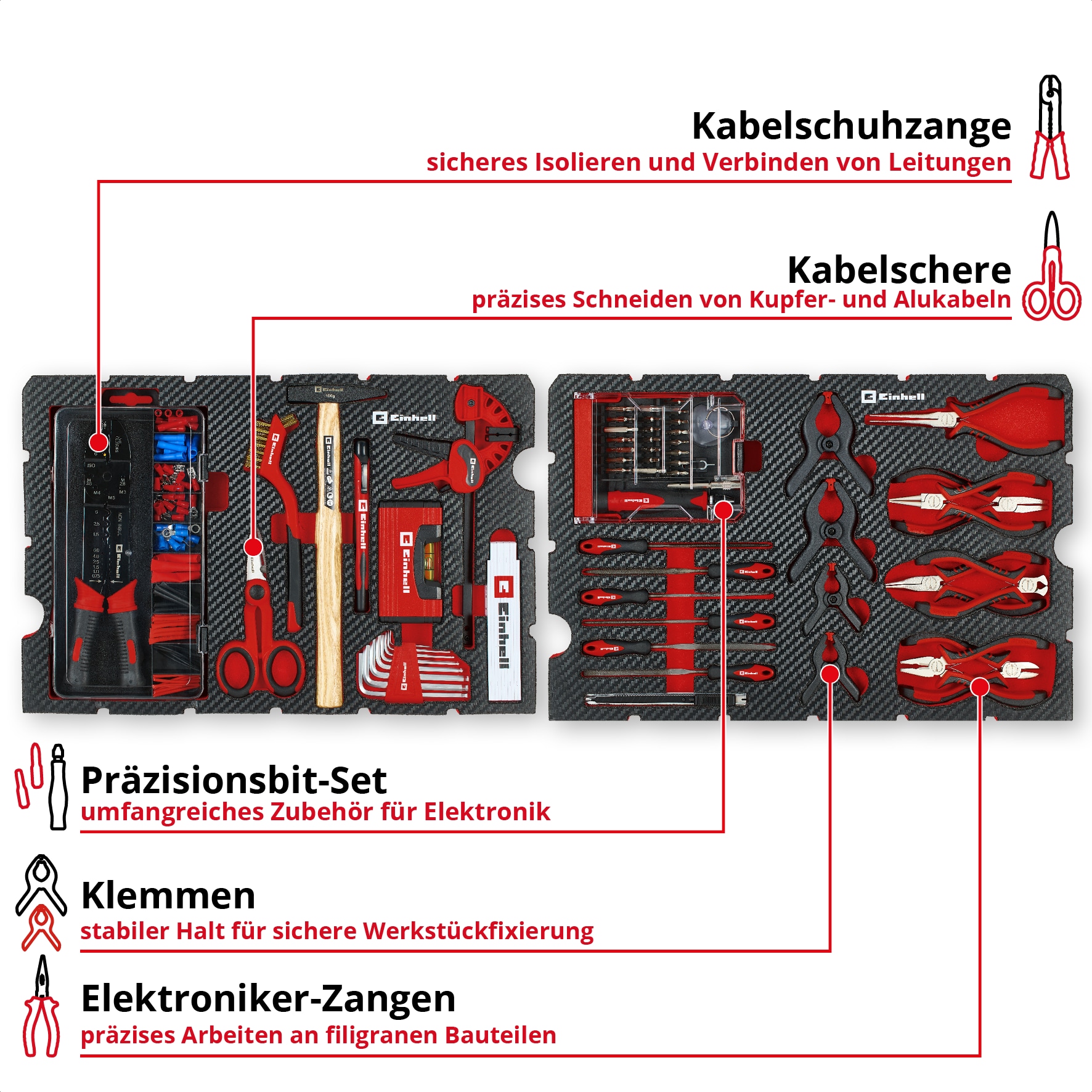 EINHELL Werkzeugkoffer Hobby, 370512, E-Case, 153-teilig EINHELL Werkzeugkoffer Hobby, 370512, E-Case, 153-teilig