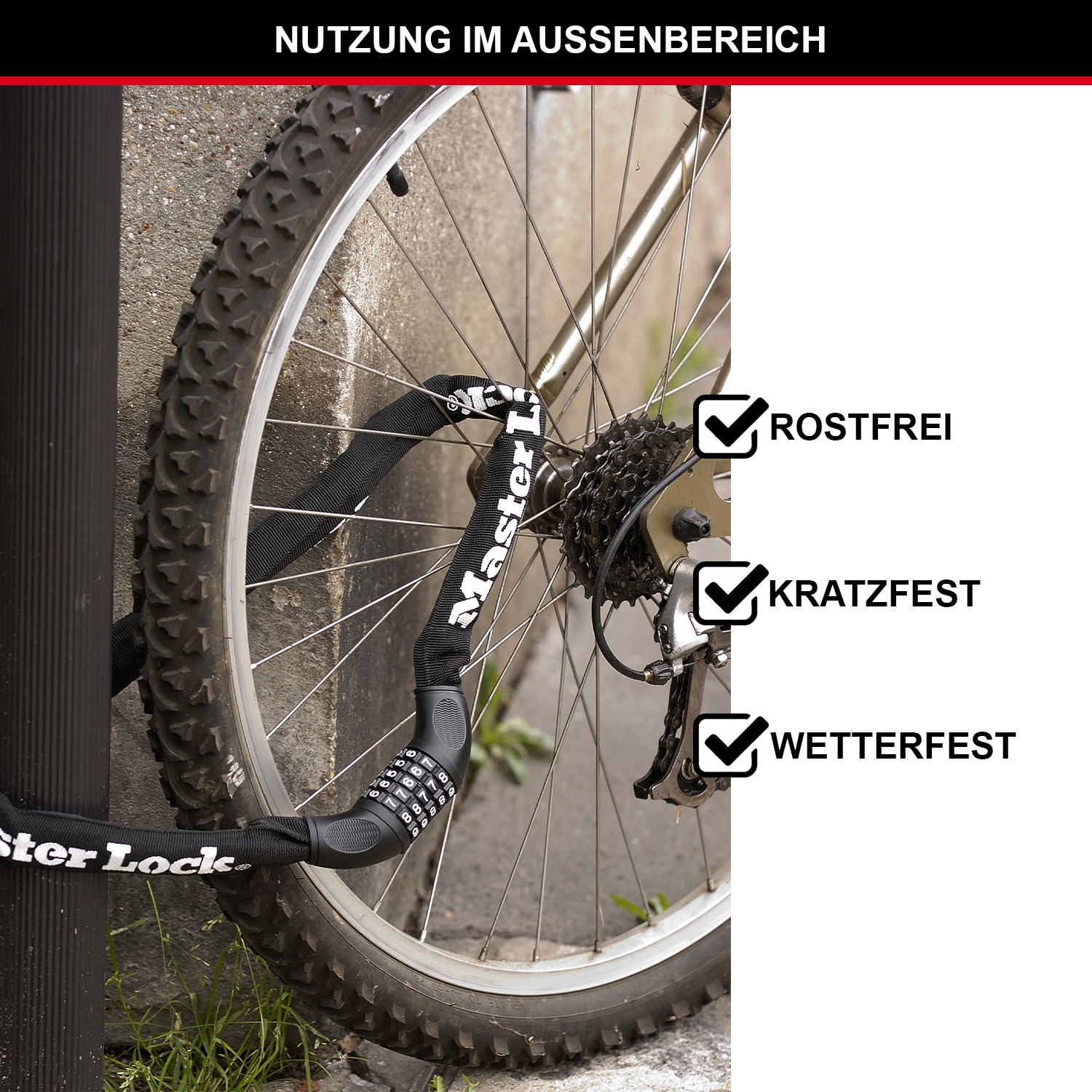 MASTERLOCK Fahrradkettenschloss 8392EURDPRO, 8mm aus gehärt. Stahl MASTERLOCK Fahrradkettenschloss 8392EURDPRO, 8mm aus gehärt. Stahl