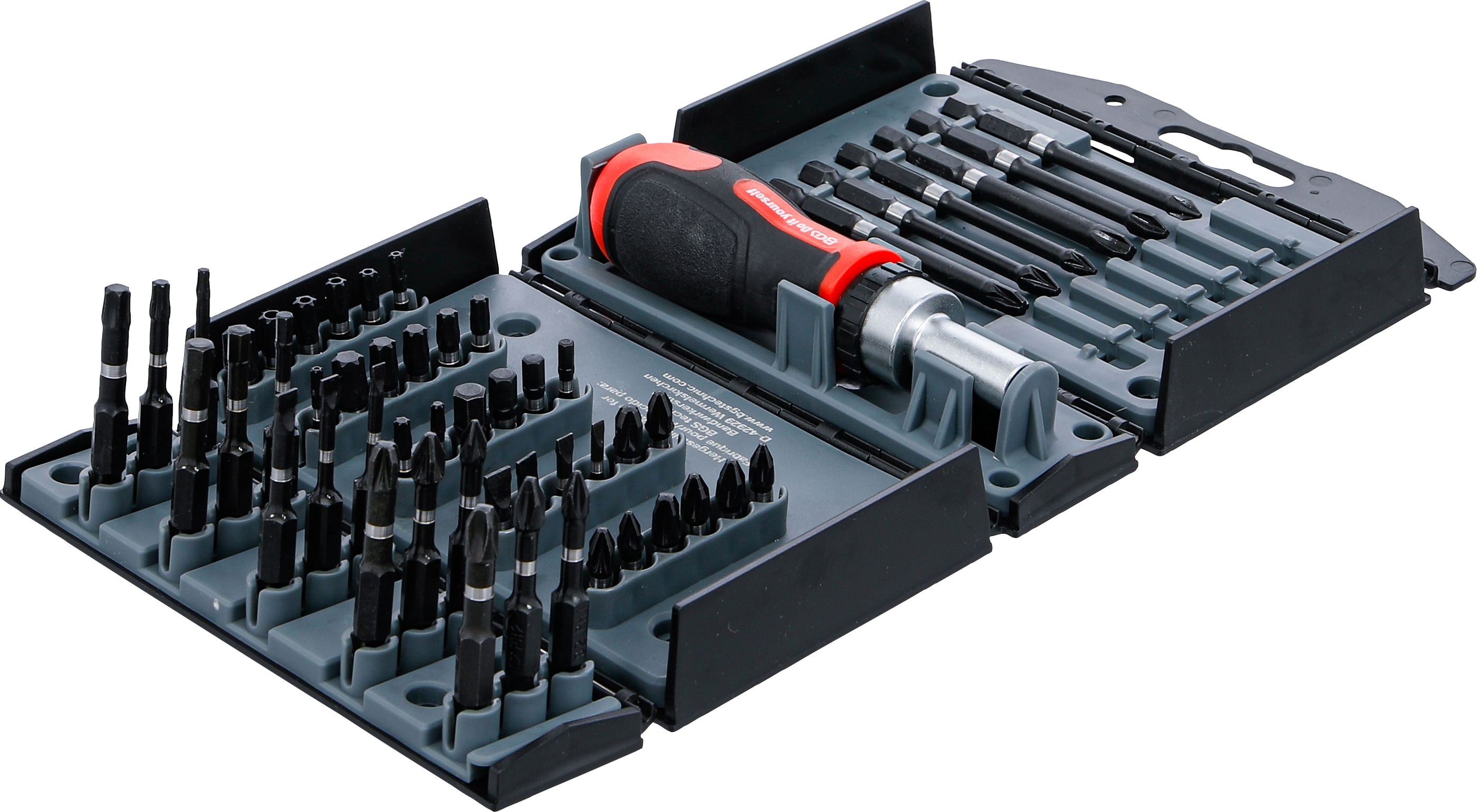BGS TECHNIC Torsions-Bit-Satz, 90106, mit Ratschengriff, 52-teilig
