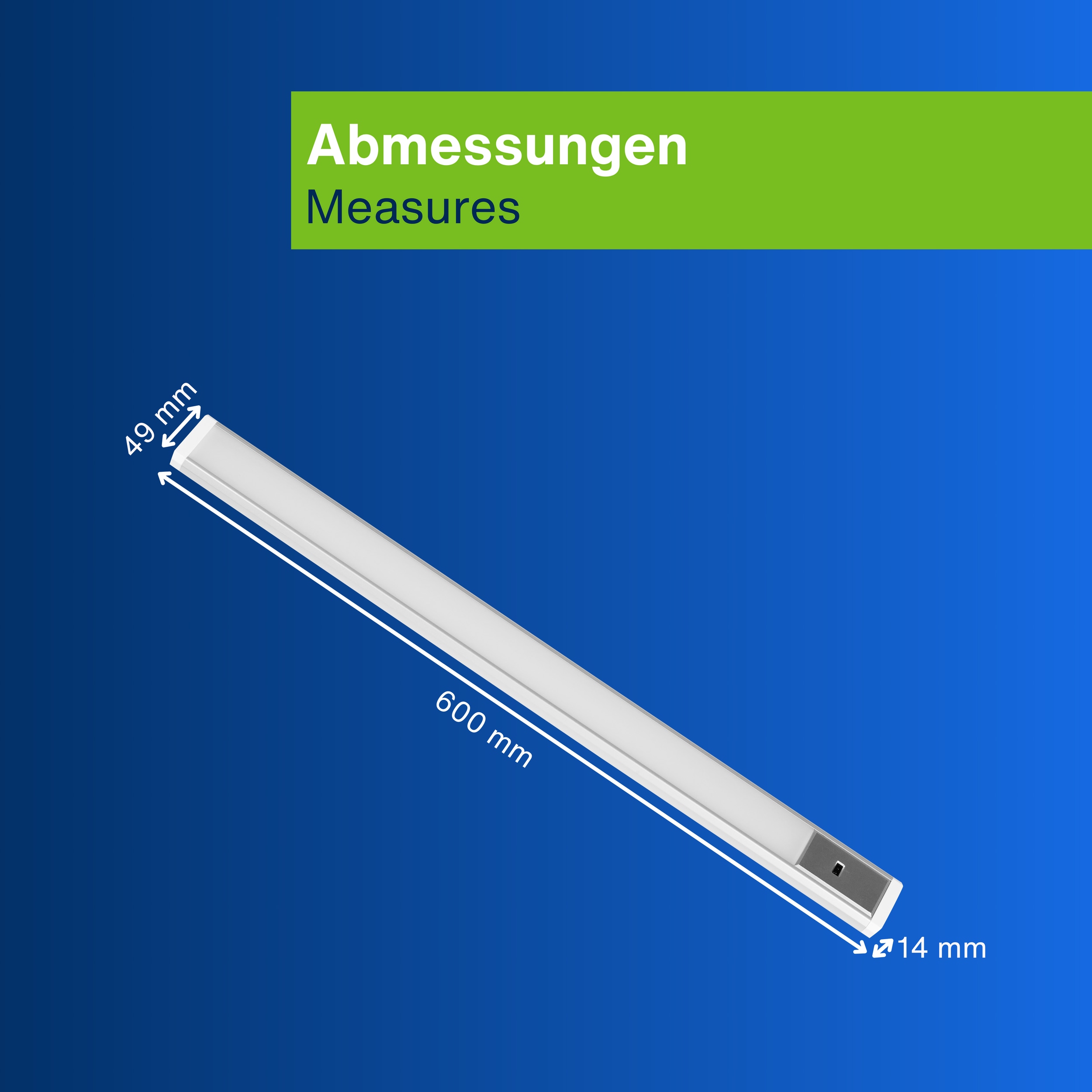 REV LED-Unterbauleuchte Alu, 10W, 3000K, 800lm, warmweiß, IP20, 60 cm REV LED-Unterbauleuchte Alu, 10W, 3000K, 800lm, warmweiß, IP20, 60 cm