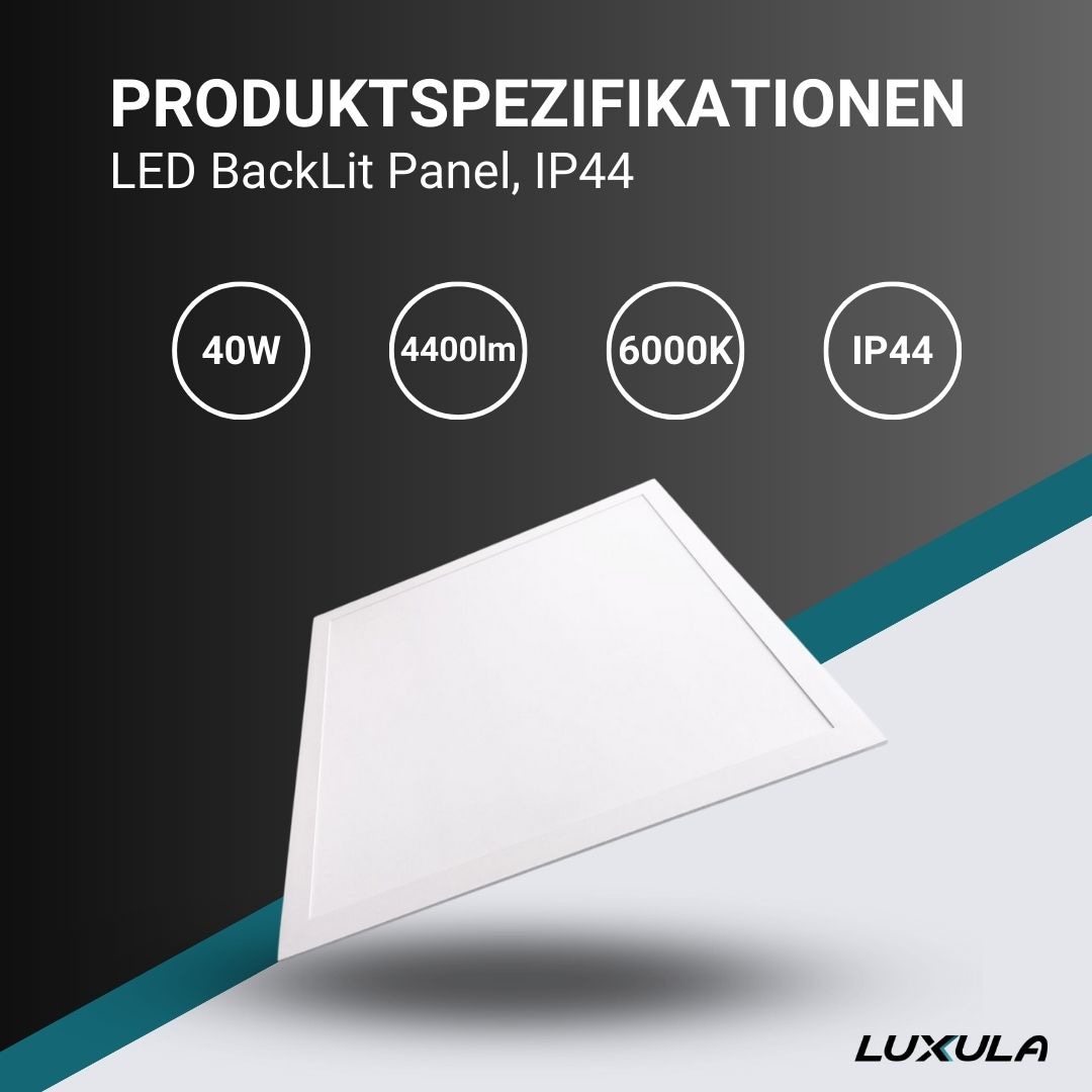 LUXULA LED-Panel, 40 W, 4400 lm, 6000 K, EEK: E, 620x620 mm, BackLit LUXULA LED-Panel, 40 W, 4400 lm, 6000 K, EEK: E, 620x620 mm, BackLit