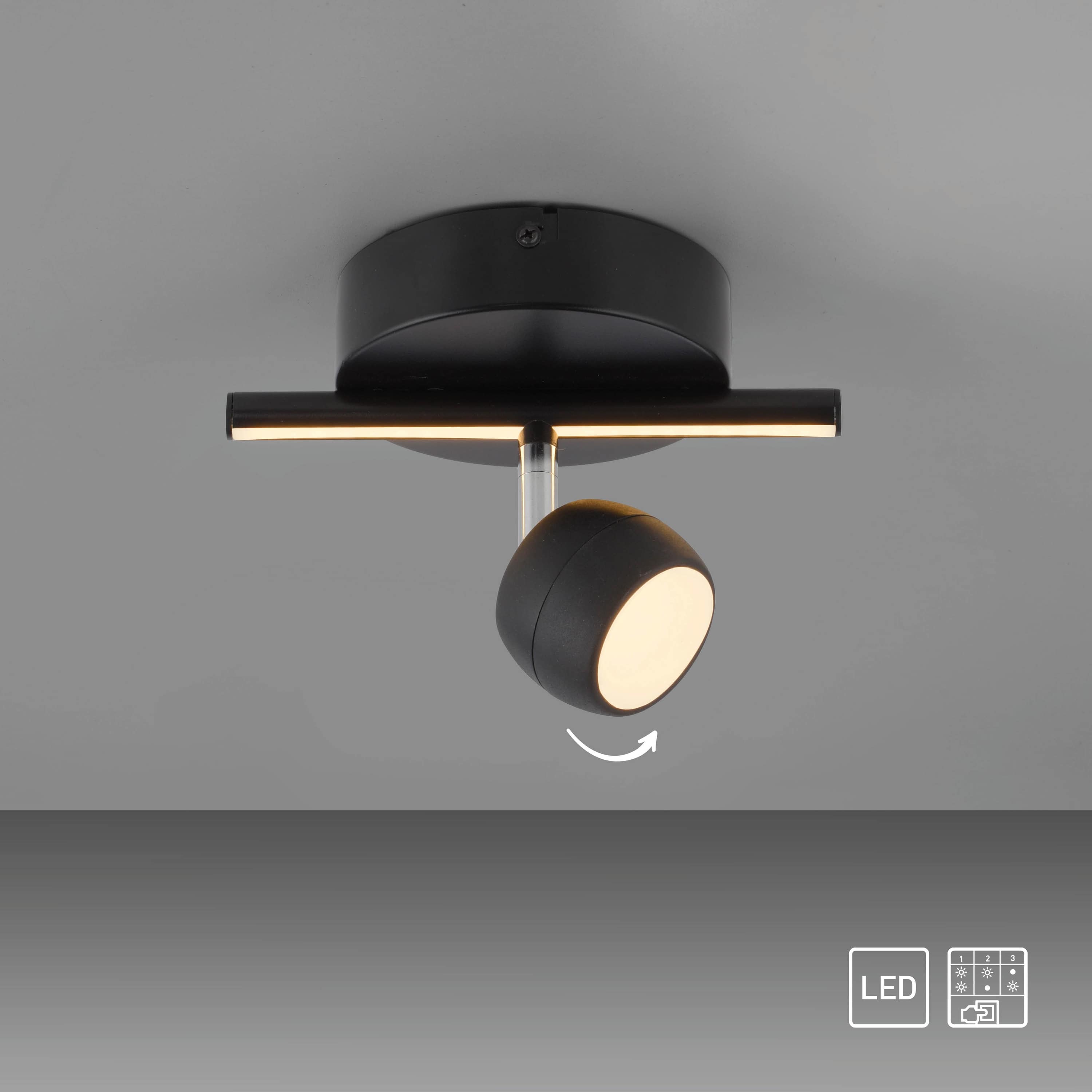 JUST LIGHT LED-Deckenleuchte 11400-18, 6,10W, 3000K, 705lm, warmweiß, IP20, schwarz JUST LIGHT LED-Deckenleuchte 11400-18, 6,10W, 3000K, 705lm, warmweiß, IP20, schwarz