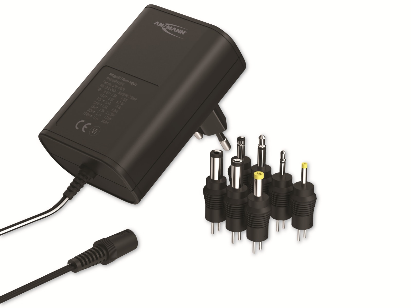 ANSMANN Universal-Netzteil APS 1500, 18W, Ladestrom max. 1,5A, 3-12V- ANSMANN Universal-Netzteil APS 1500, 18W, Ladestrom max. 1,5A, 3-12V-
