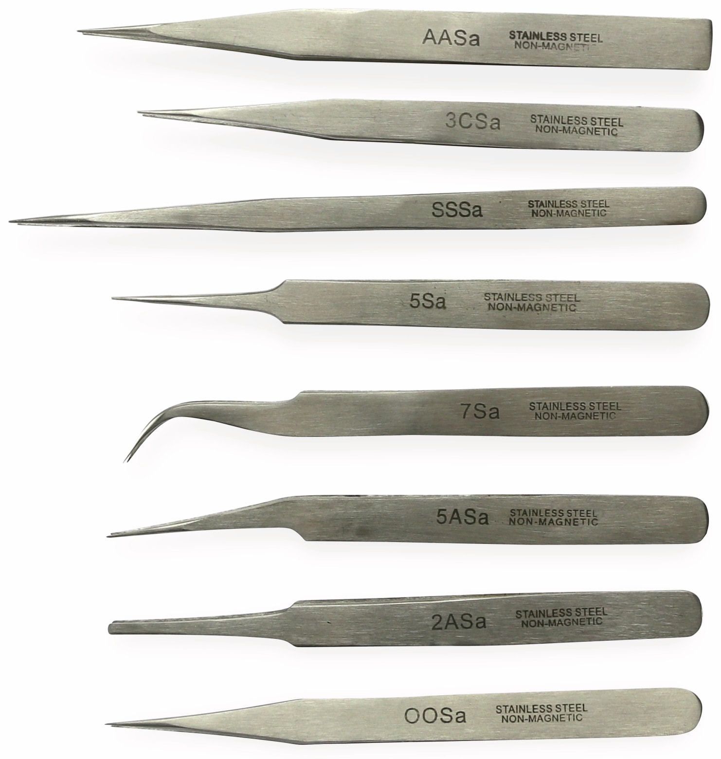 Edelstahl Präzisions-Pinzettenset, 8 teilig Edelstahl Präzisions-Pinzettenset, 8 teilig