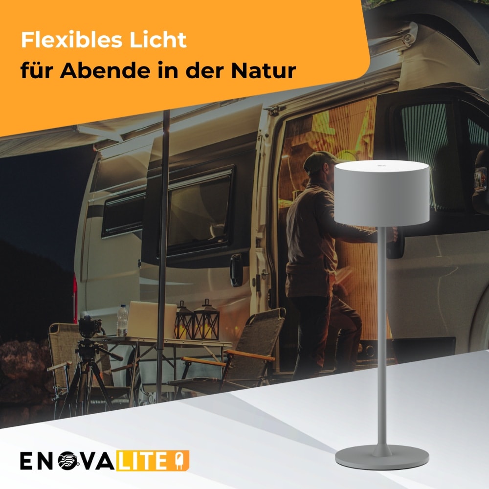 ENOVALITE LED-Akku-Tischleuchte, ELED700401, EEK: D dimmbar, CCT, grau ENOVALITE LED-Akku-Tischleuchte, ELED700401, EEK: D dimmbar, CCT, grau
