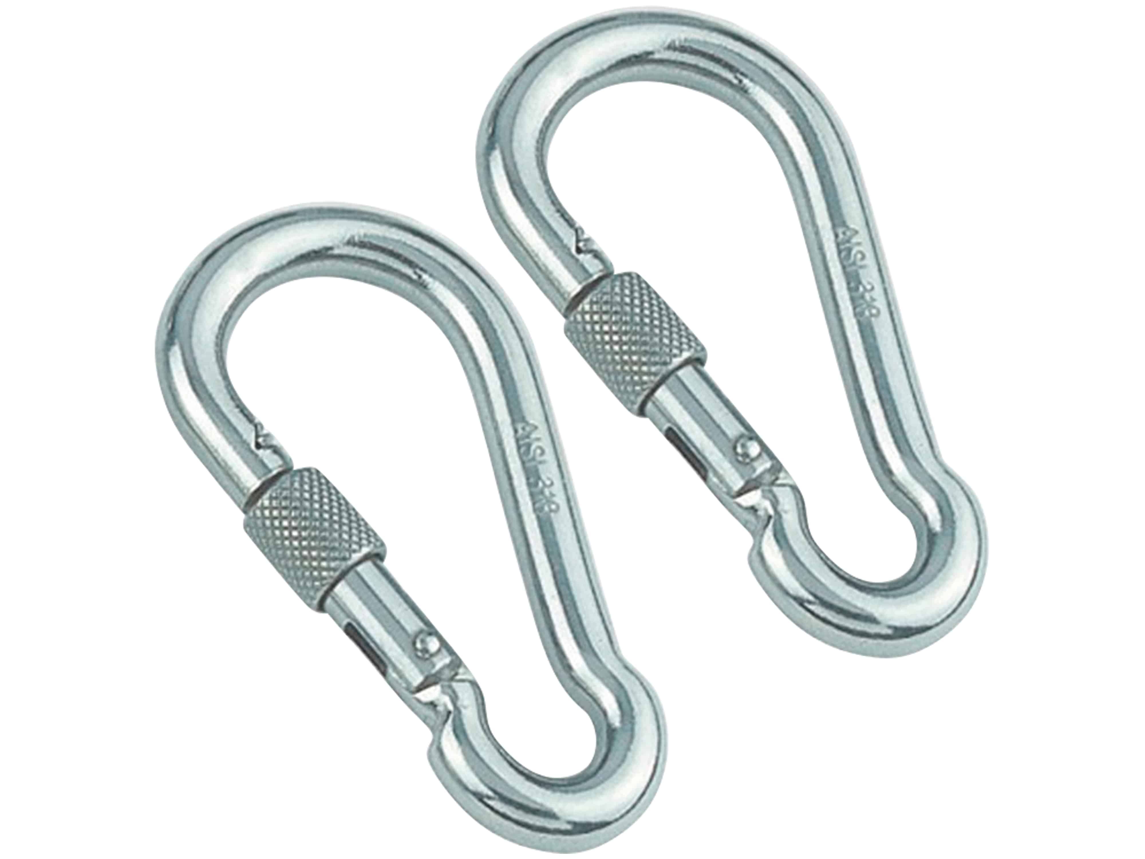MARINETECH Karabinerhaken, Edelstahl A4, 10x100 mm, mit Sicherheitsmutter, 2 Stück