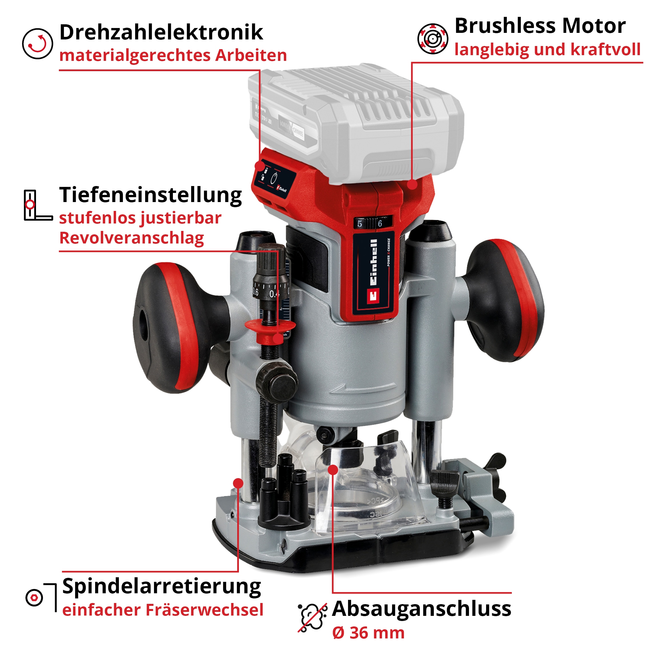 EINHELL PROFESSIONAL Akku-Oberfräse TP-RO 18 Li BL, Solo EINHELL Akku-Oberfräse TP-RO 18 Li BL, Solo