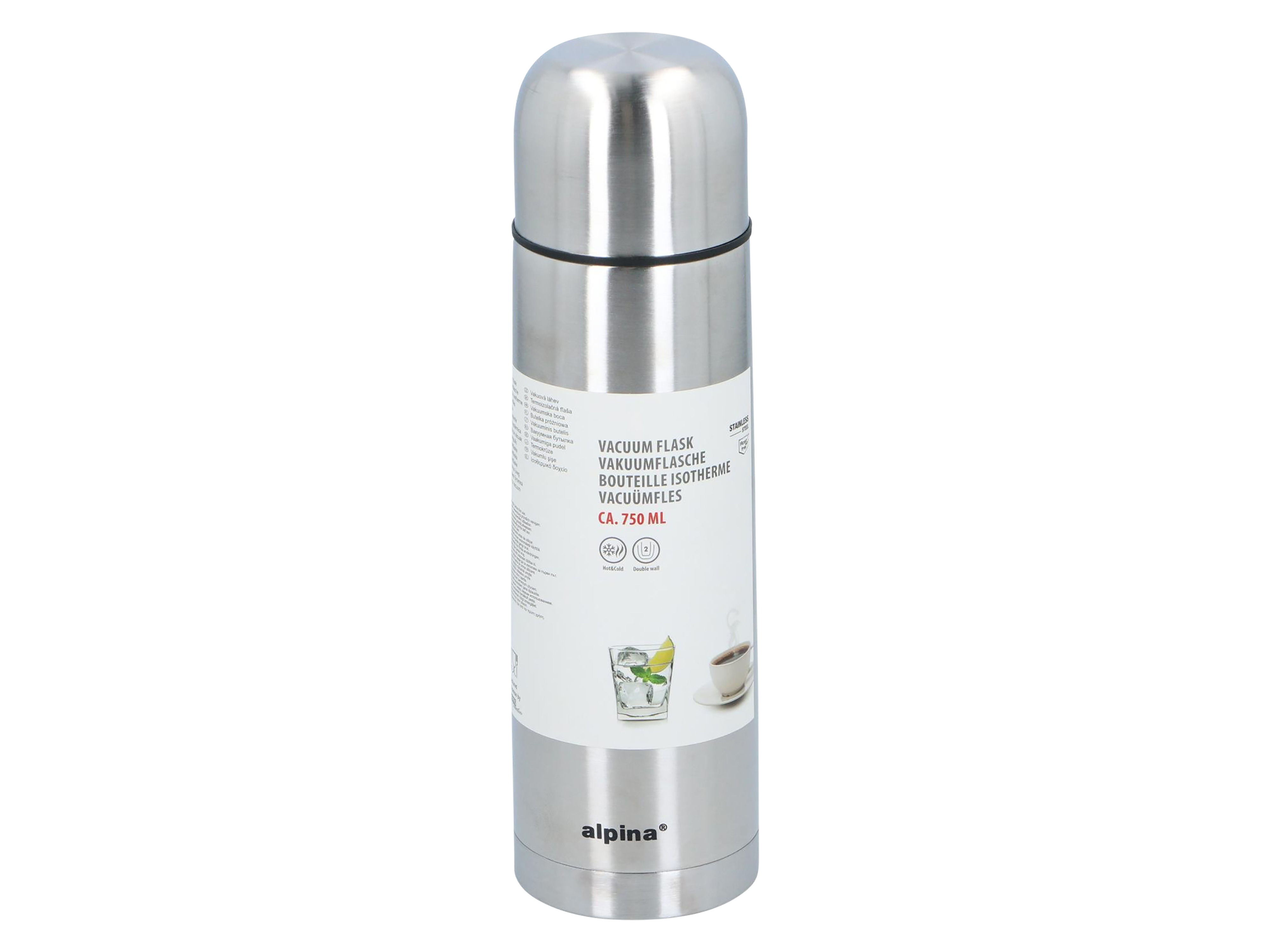 ALPINA Thermoskanne - Isolierkanne, Edelstahl, Doppelwand, mit Becher, 750ml ALPINA Thermoskanne - Isolierkanne, Edelstahl, Doppelwand, mit Becher, 750ml