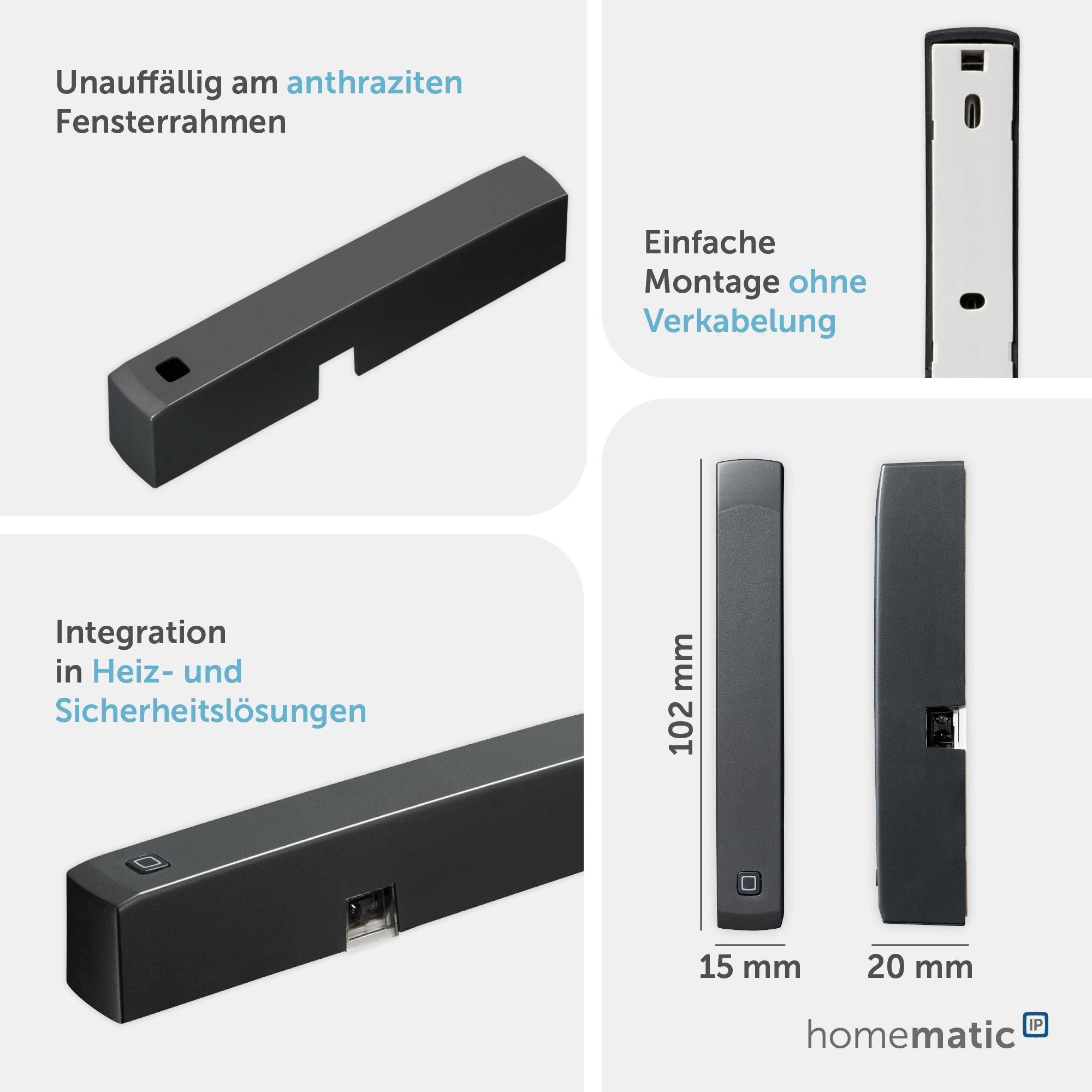 HOMEMATIC IP 160027A0, Fenster- und Türkontakt, optisch, anthrazit HOMEMATIC IP 160027A0, Fenster- und Türkontakt, optisch, anthrazit