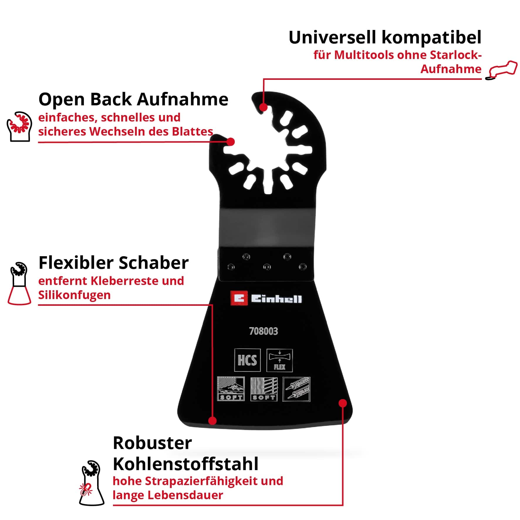 EINHELL Schaber, 708003, HCS, Flexibel, 52 mm EINHELL Schaber, 708003, HCS, Flexibel, 52 mm
