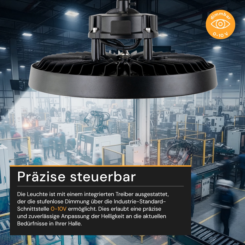 ENOVALITE LED-Highbay-Leuchte, UFO, EEK: D, 200W, 28000lm, CCT, schwarz ENOVALITE LED-Highbay-Leuchte, UFO, EEK: D, 200W, 28000lm, 5500K, schwarz