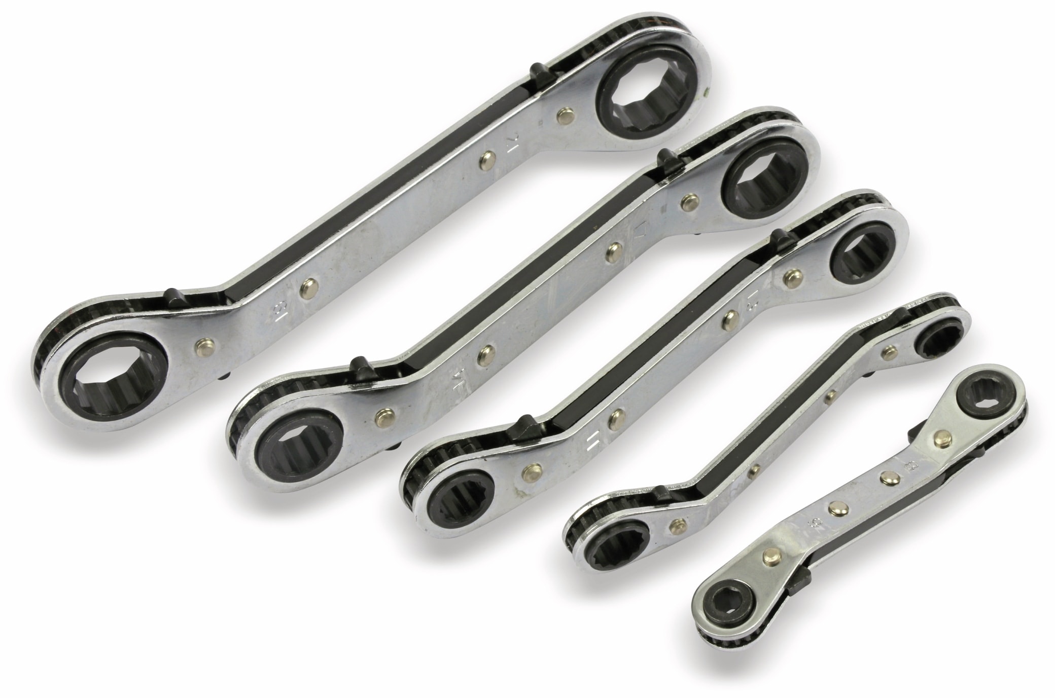 MASTERPROOF Ring-Knarrenschlüsselsatz, 5-teilig, 6...21 mm