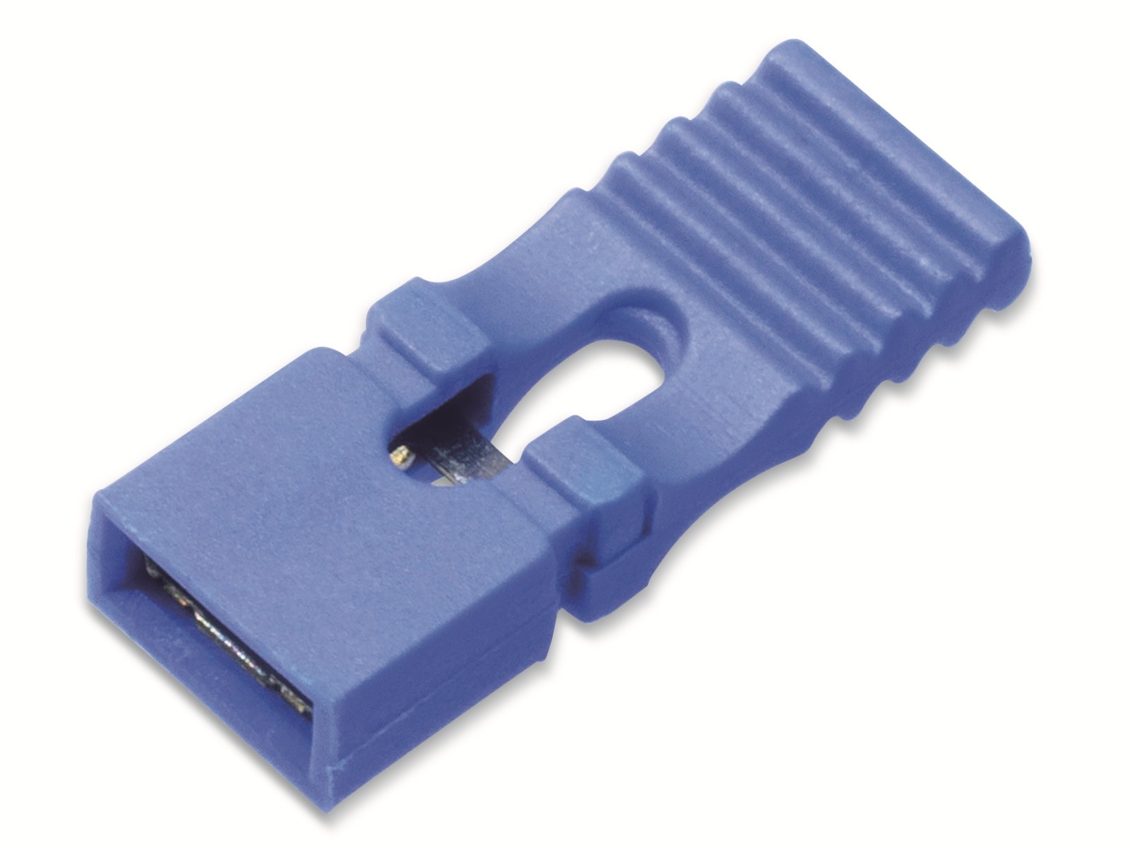 Kurzschlussbrücke / Jumper, blau, 2,54 mm, mit Grifflasche, 2 Pol Kurzschlussbrücke / Jumper, blau, 2,54 mm, mit Grifflasche, 2 Pol