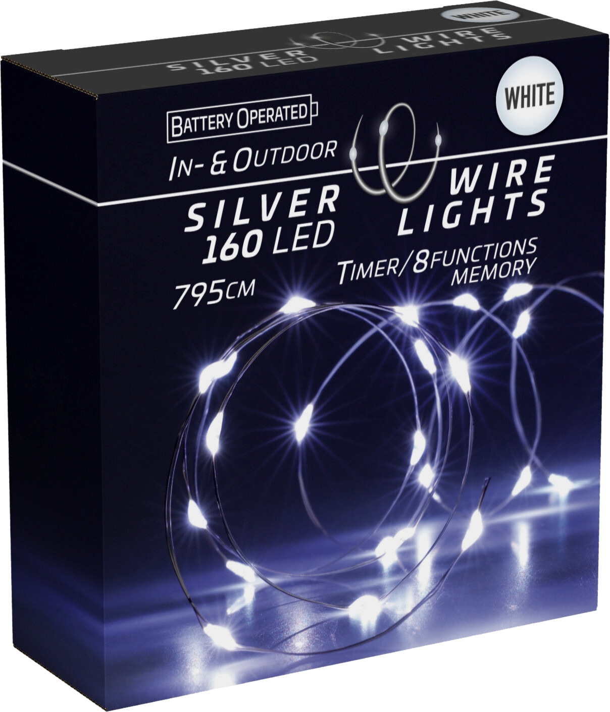 LED-Lichterkette kaltweiß, Batteriebetrieben, 160 LEDs, Silberdraht, Innen/Außen, 7,95m KOOPMAN LED-Lichterkette kaltweiß, Batteriebetrieben, 160 LEDs, Silberdraht, Innen/Außen, 7,95m