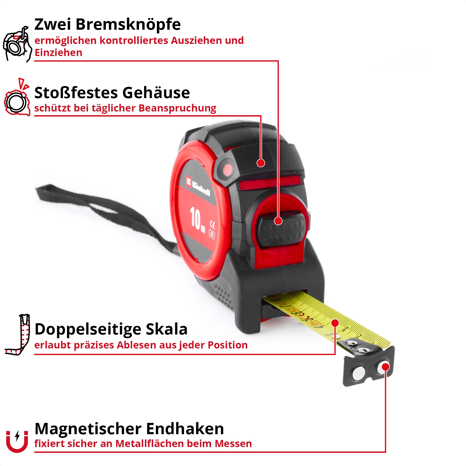 EINHELL Bandmaß, 370551, 10 m EINHELL Bandmaß, 370551, 10 m