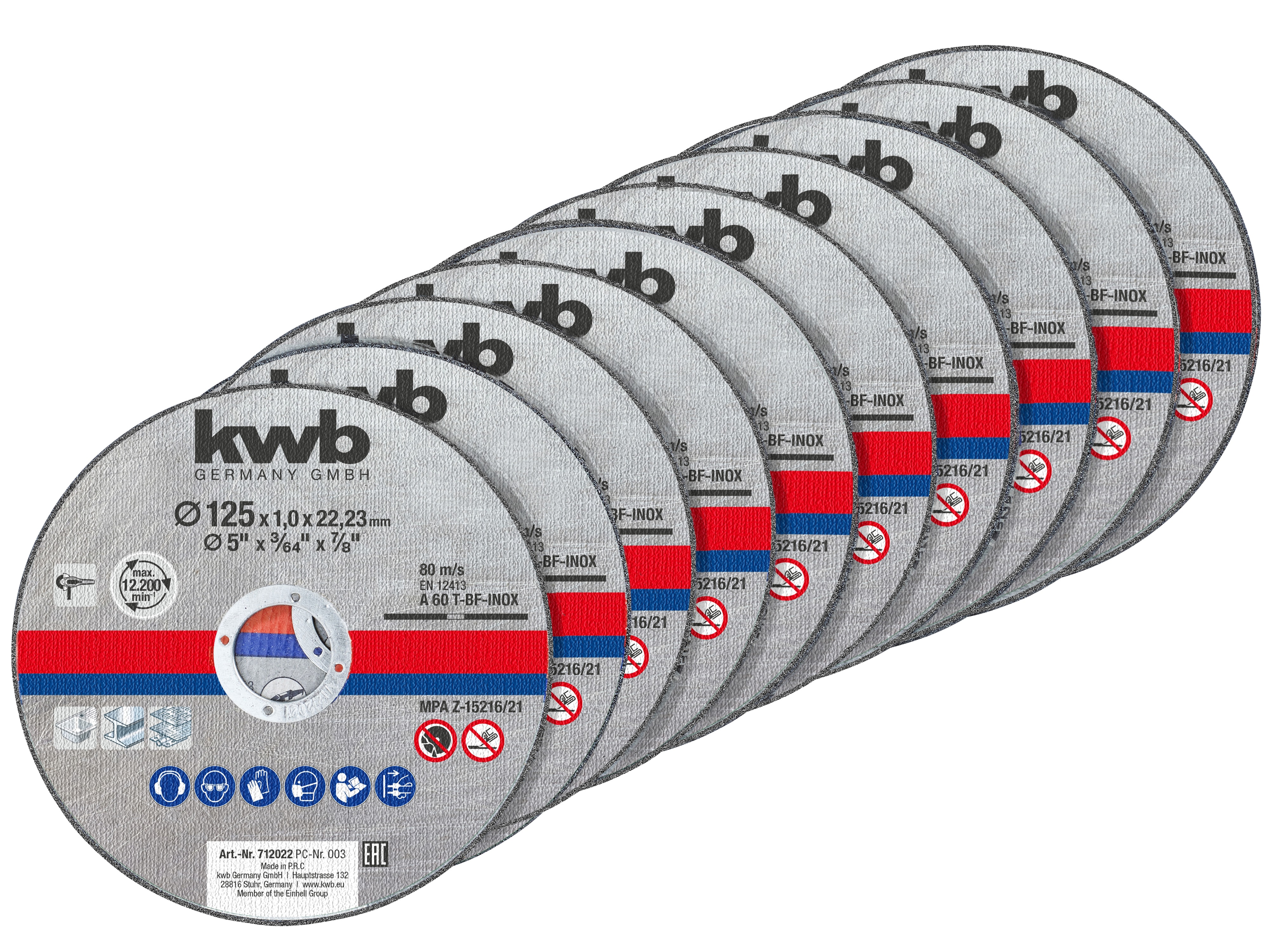 KWB Trennscheiben-Set, 712022, 125x1,0 mm, 10 Stück KWB Trennscheiben-Set, 712022, 125x1,0 mm, 10 Stück