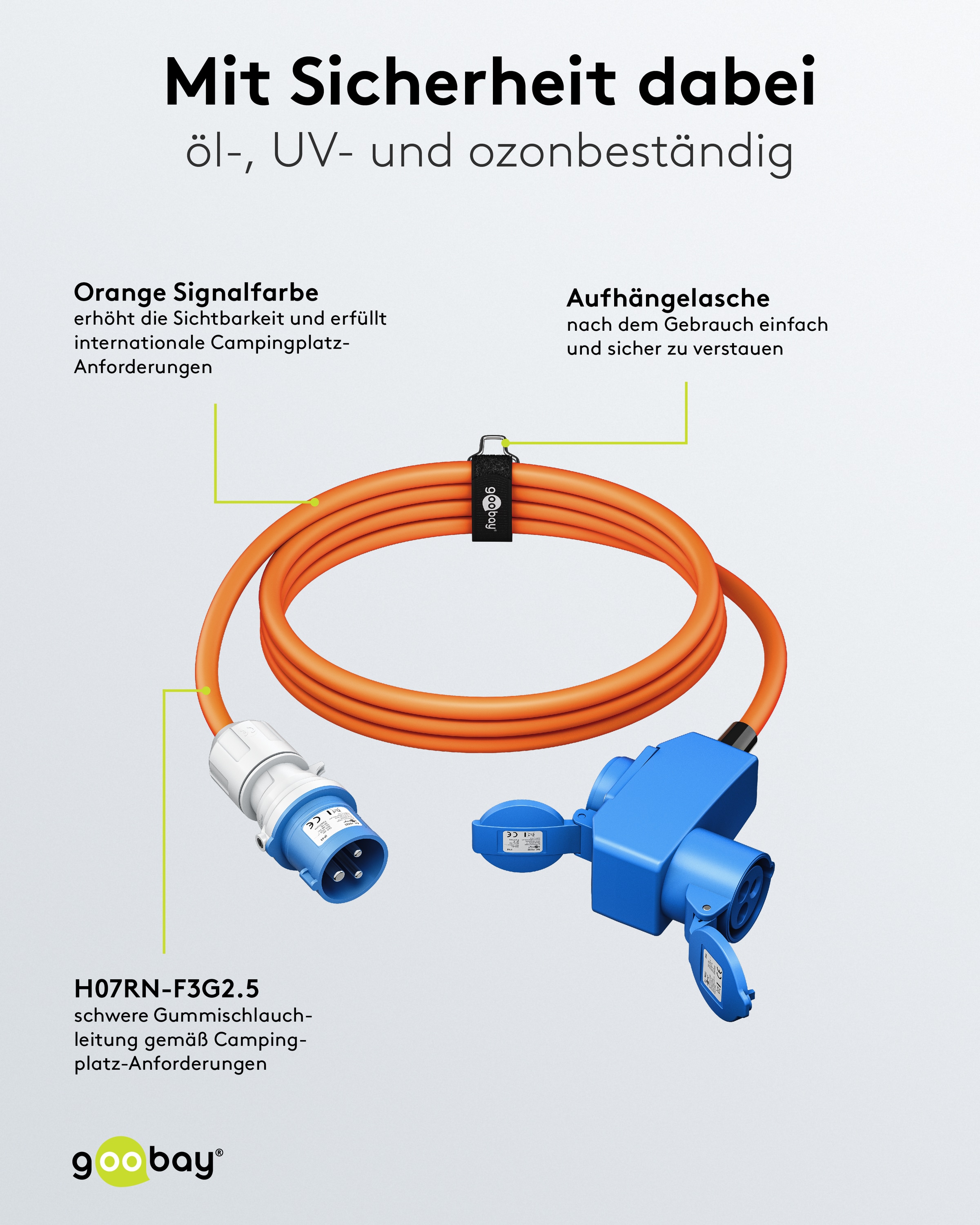 GOOBAY CEE-Adapterkabel 76232, 1,5 m, Stecker zu Kupplung + Schutzkontakt Kupplung GOOBAY CEE-Adapterkabel 76232, 1,5 m, Stecker zu Kupplung + Schutzkontakt Kupplung