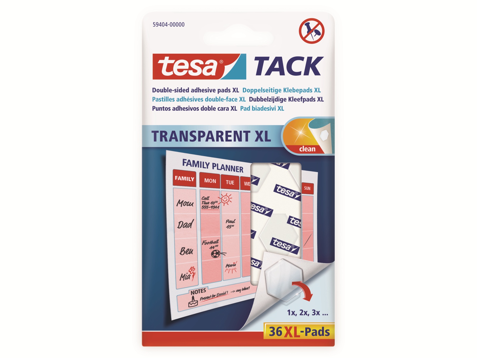 TESA Tack® Doppelseitige Klebepads XL, 36 Stück, 59404-00000-00