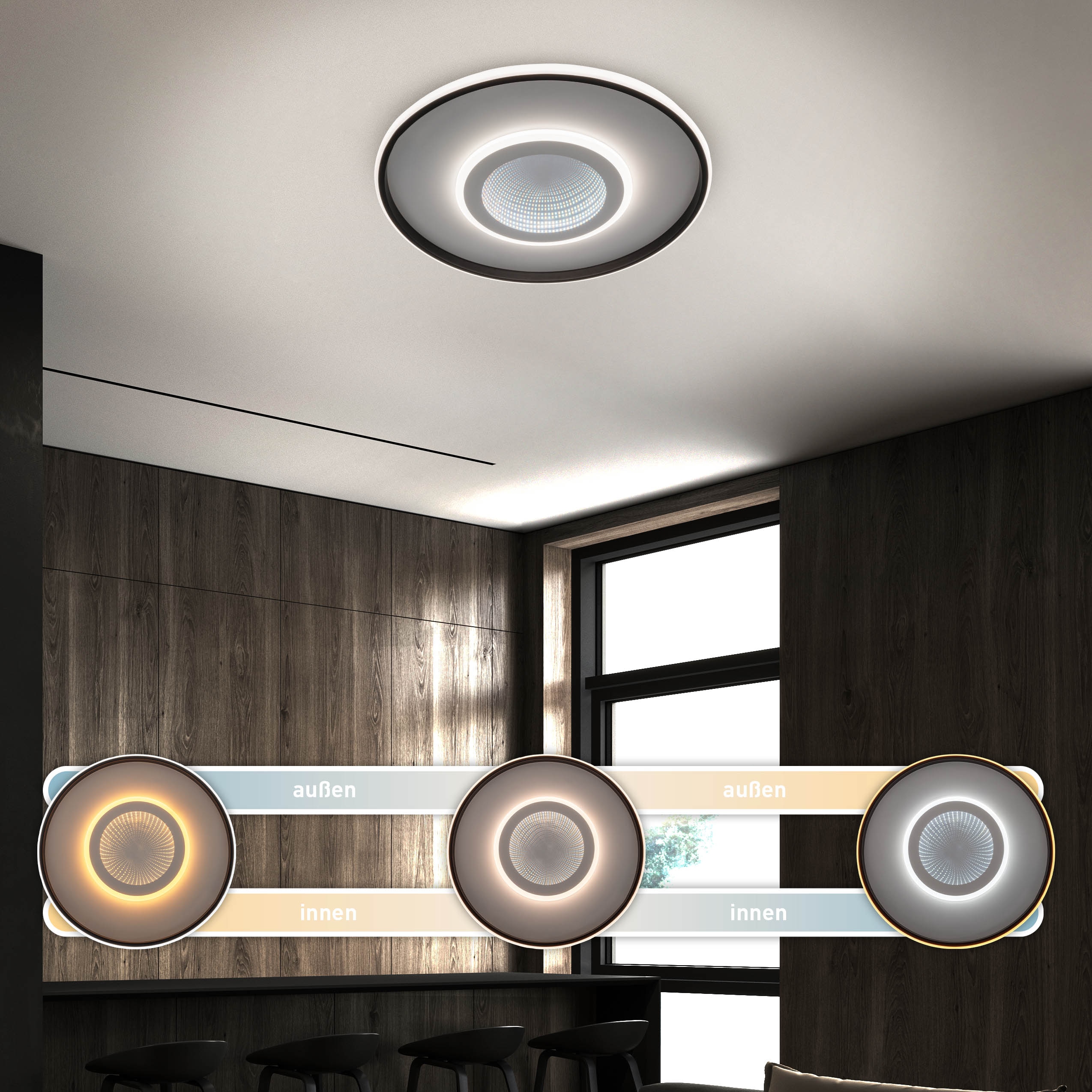 NÄVE LED-Deckenleuchte 1408277, 40W, 1800lm, 3D-Effekt, weiß/schwarz NÄVE LED-Deckenleuchte 1408277, 40W, 1800lm, 3D-Effekt, weiß/schwarz